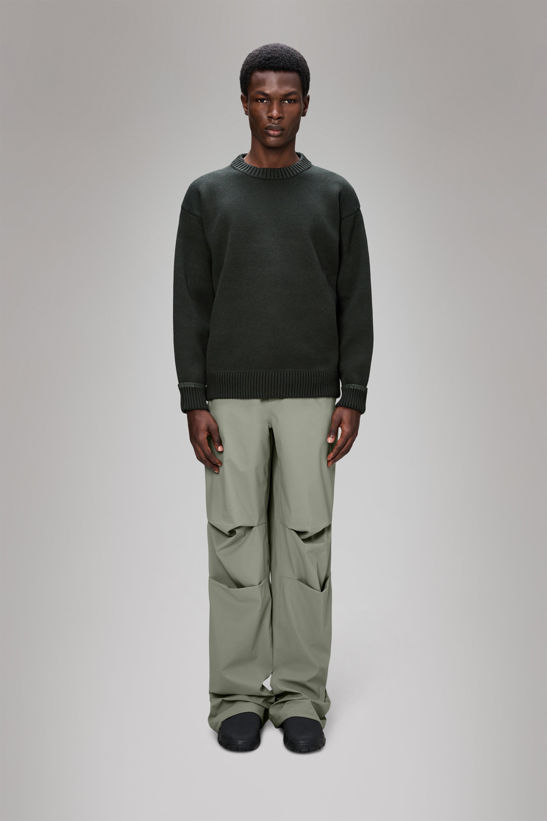 RAINS Sowa Knit Crew Neck Green/Black Crew Neck