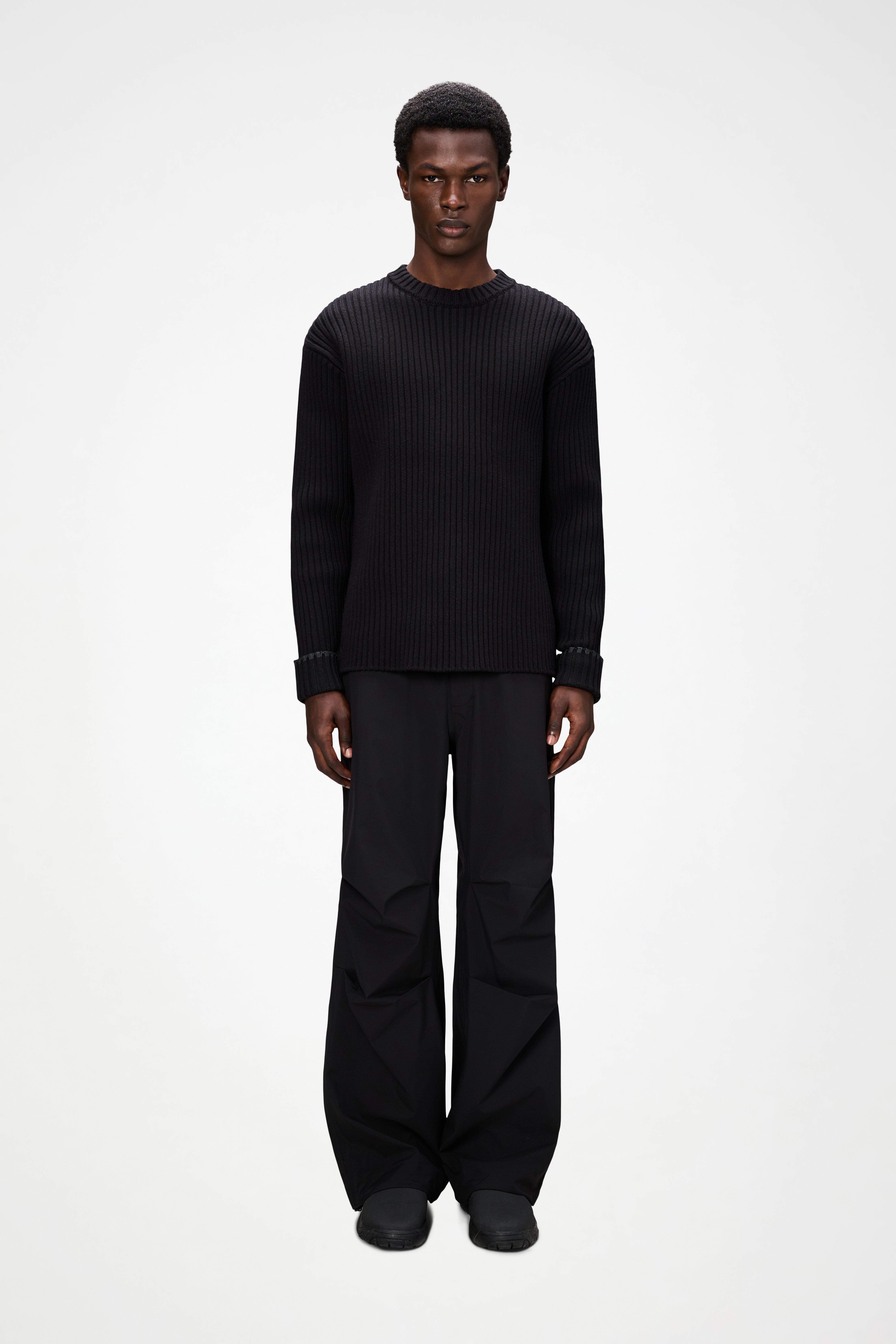 RAINS Sapa Knit Crew Neck Black Long Sleeve