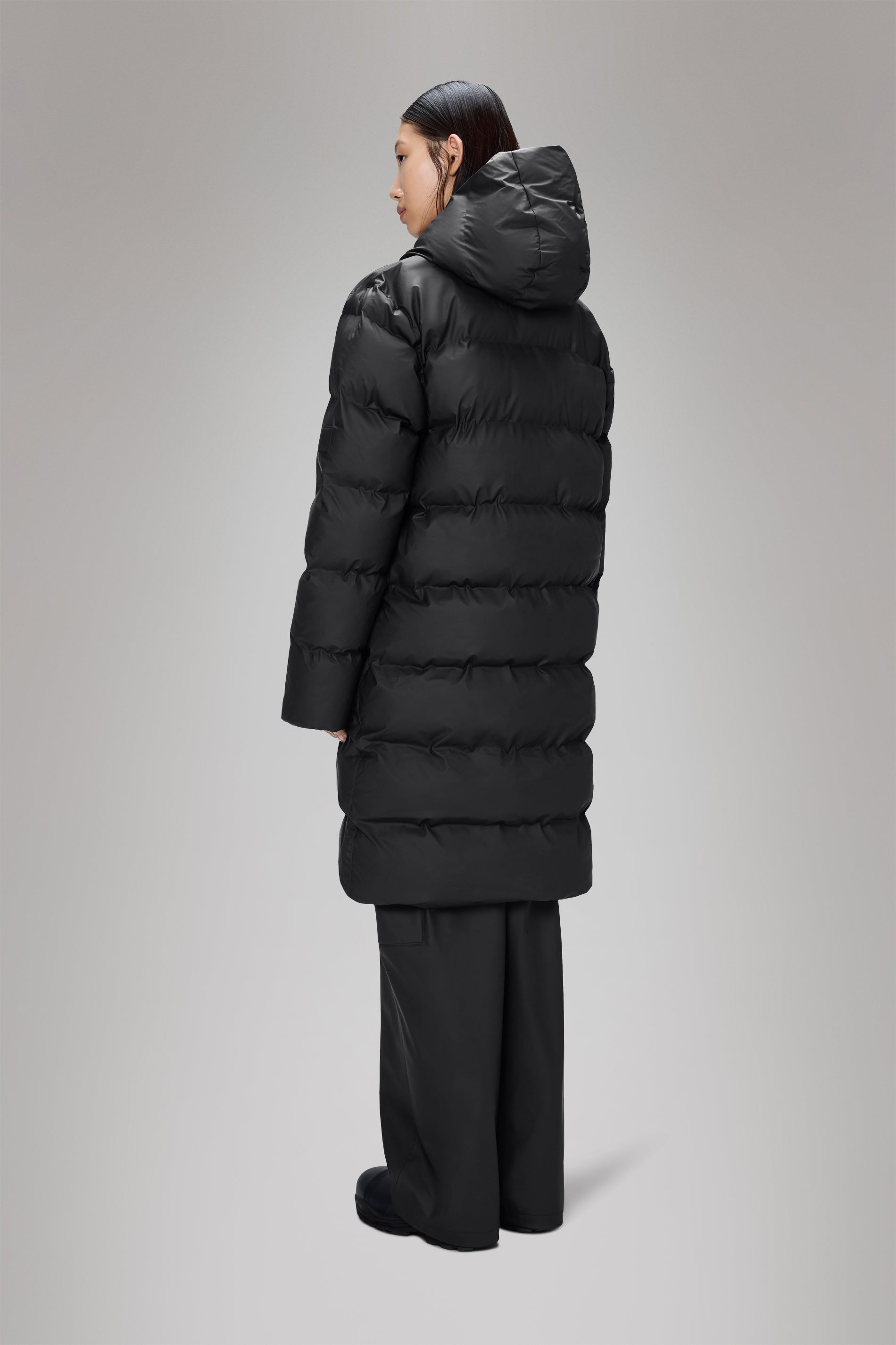 RAINS Alta Longer Puffer Jacket Black Jacket