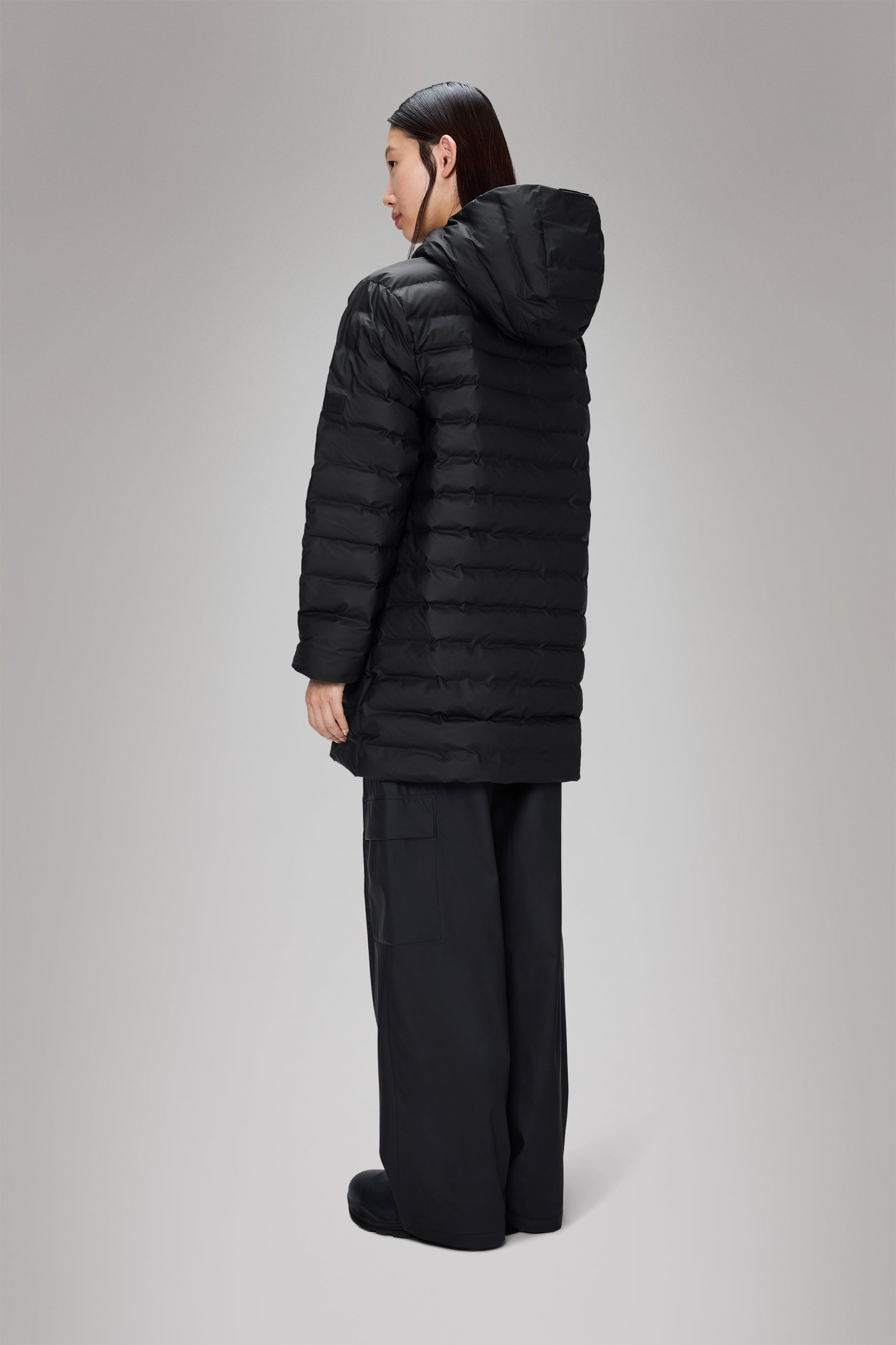 RAINS Lohja Long Puffer Jacket Black Jacket