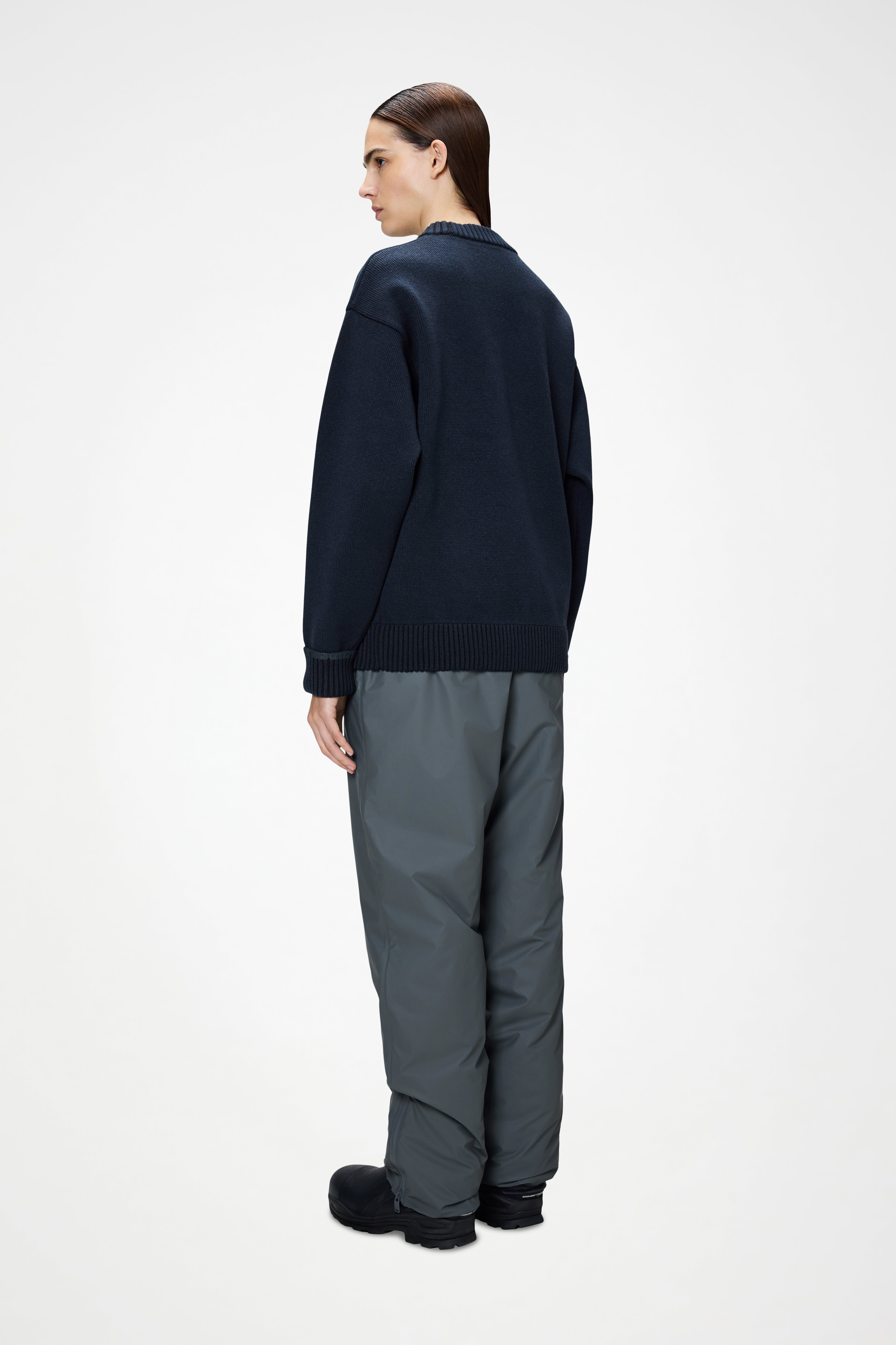 RAINS Sowa Knit Crew Neck Navy/Black Long Sleeve