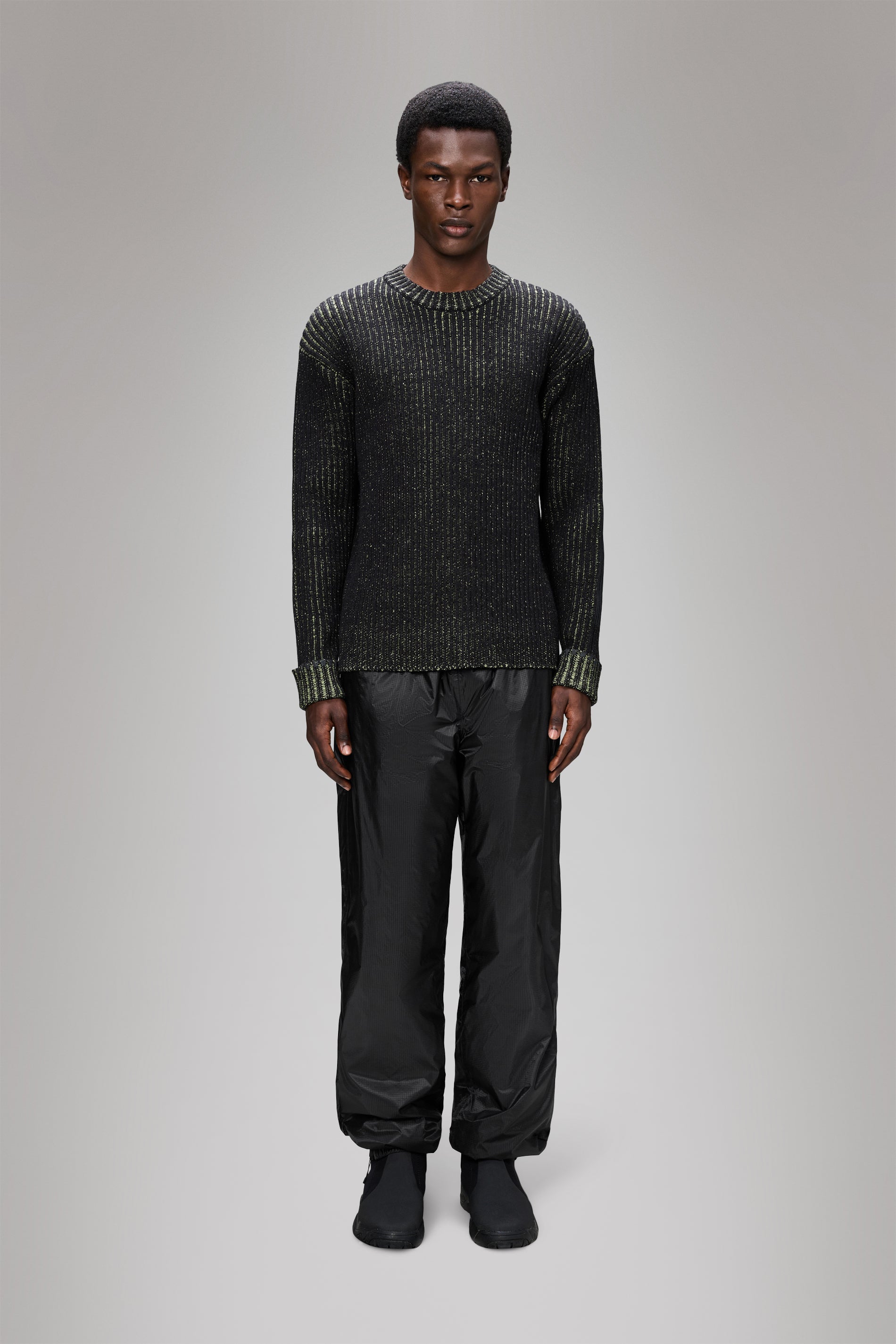RAINS Sapa Knit Crew Neck Black/Acid Long Sleeve