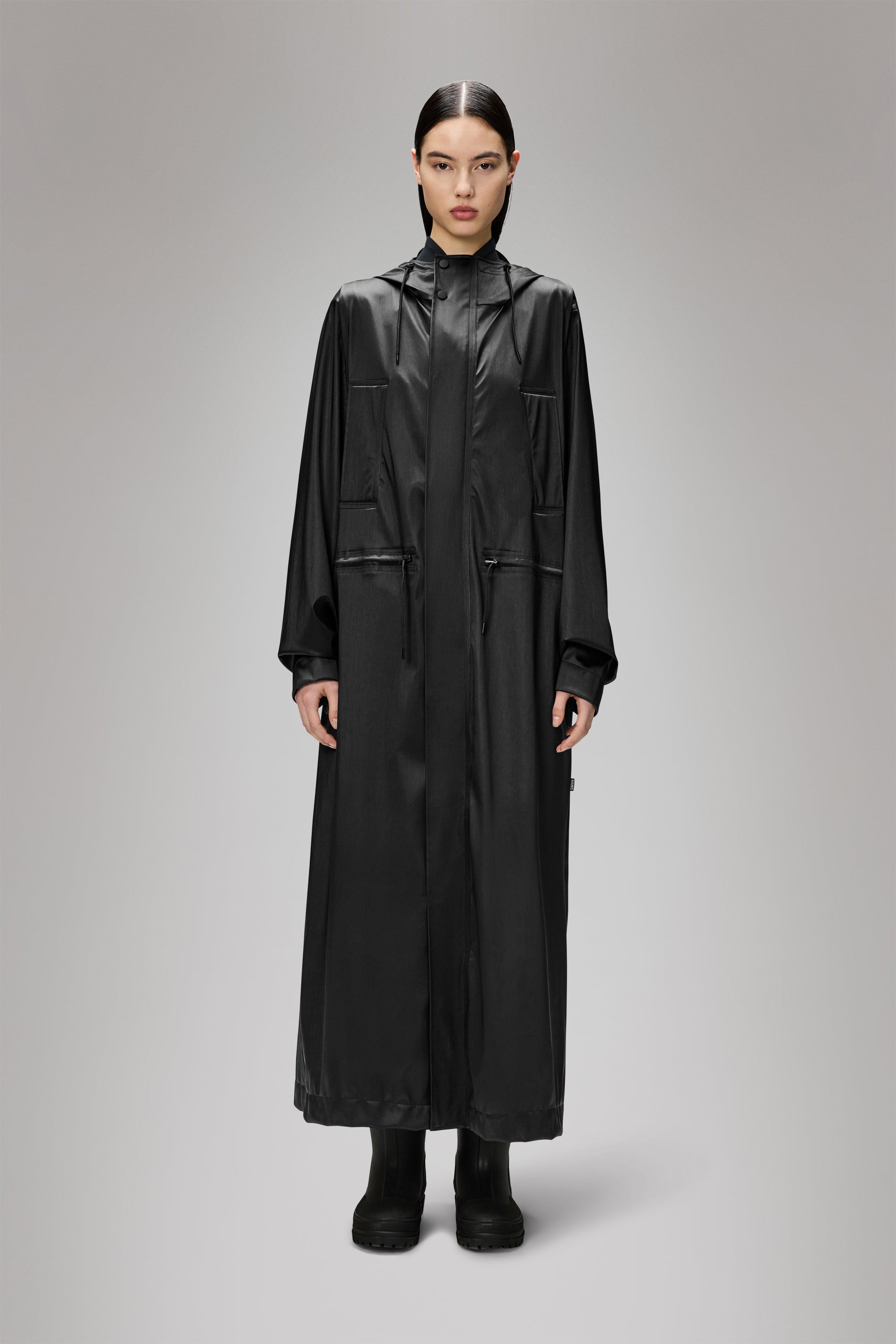 RAINS Bold Longest Jacket Black Grain Jacket