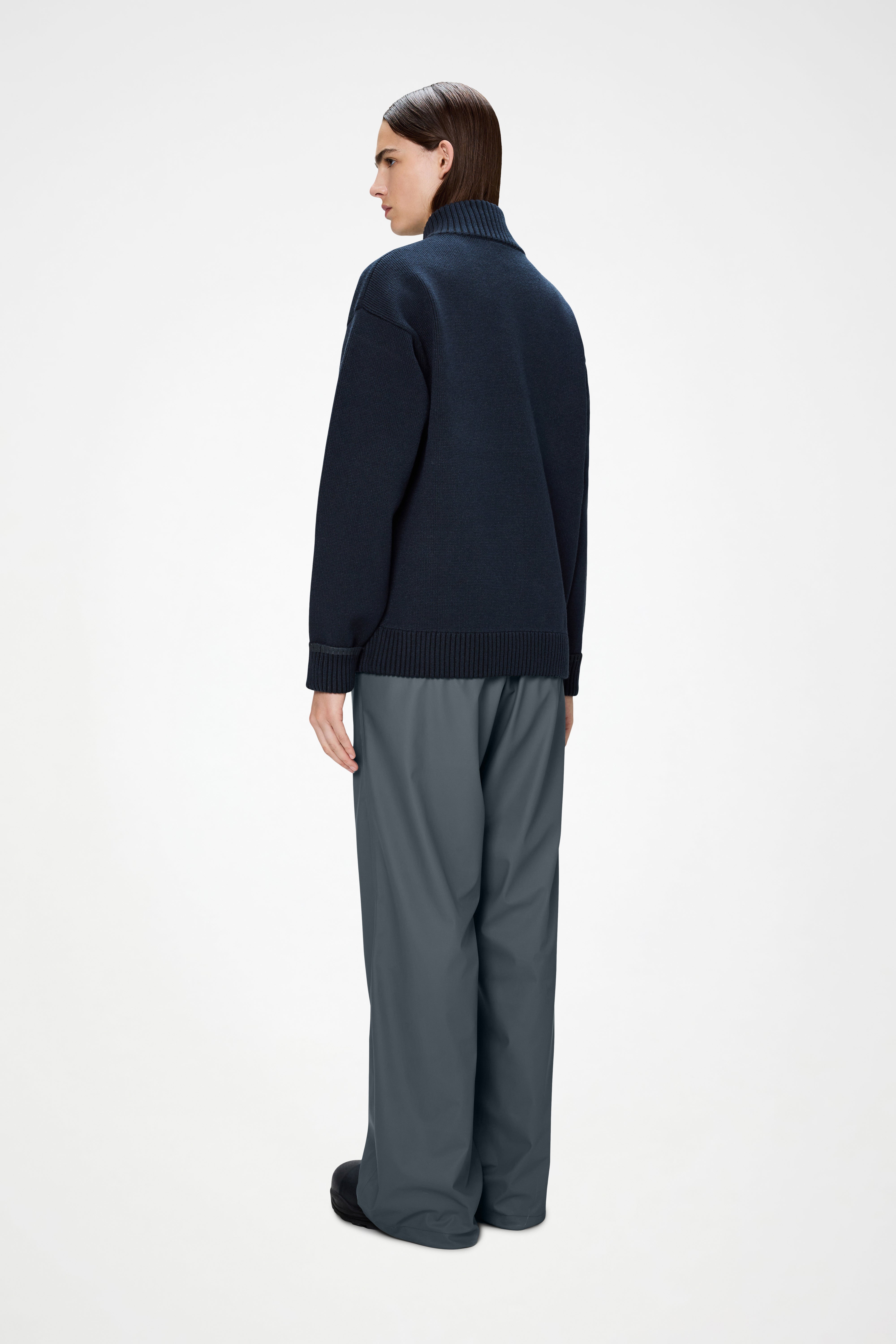 RAINS Sowa Knit Zip Cardigan Navy/Black Long Sleeve