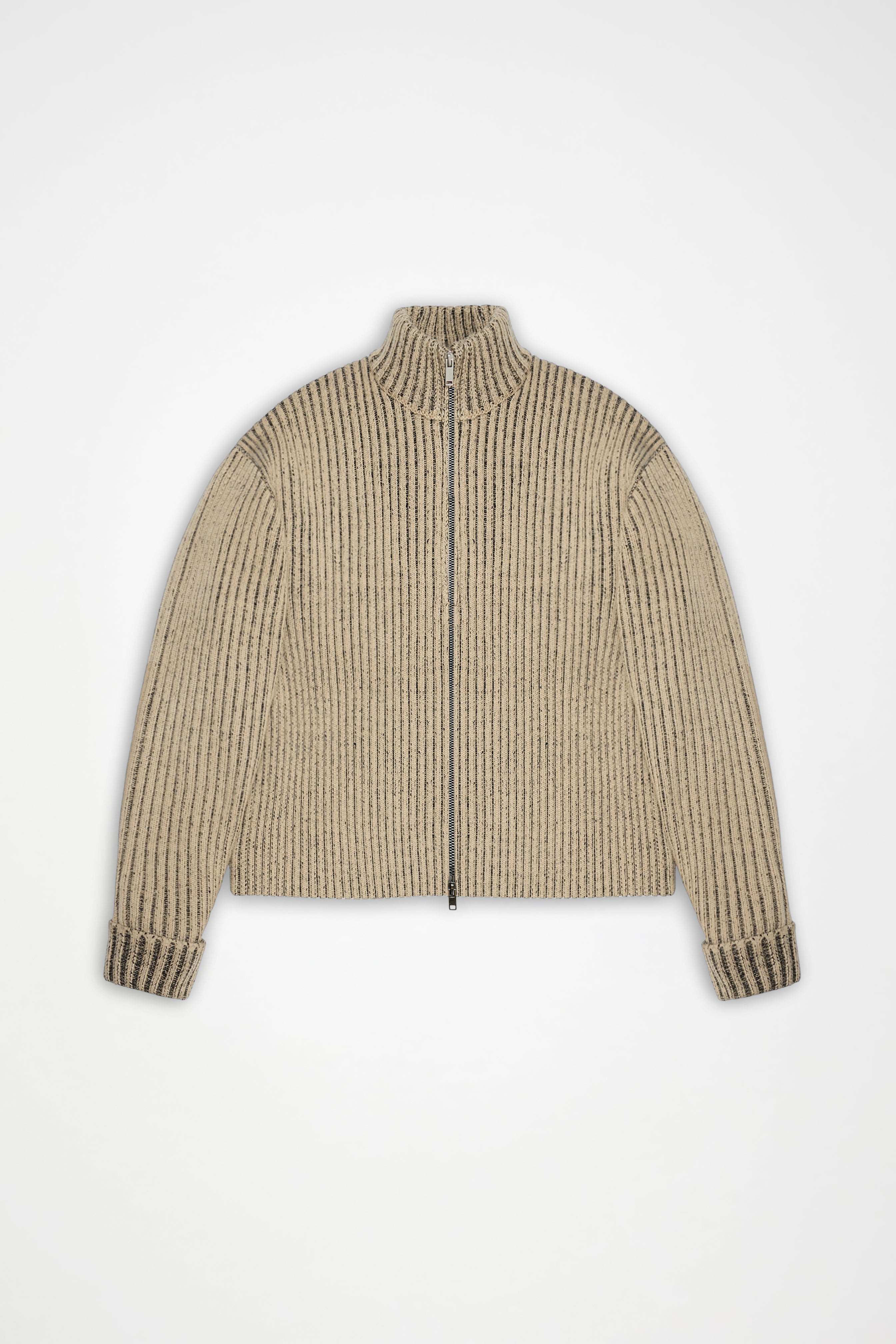 RAINS Sapa Knit W Zip Cardigan Beige/Black Long Sleeve