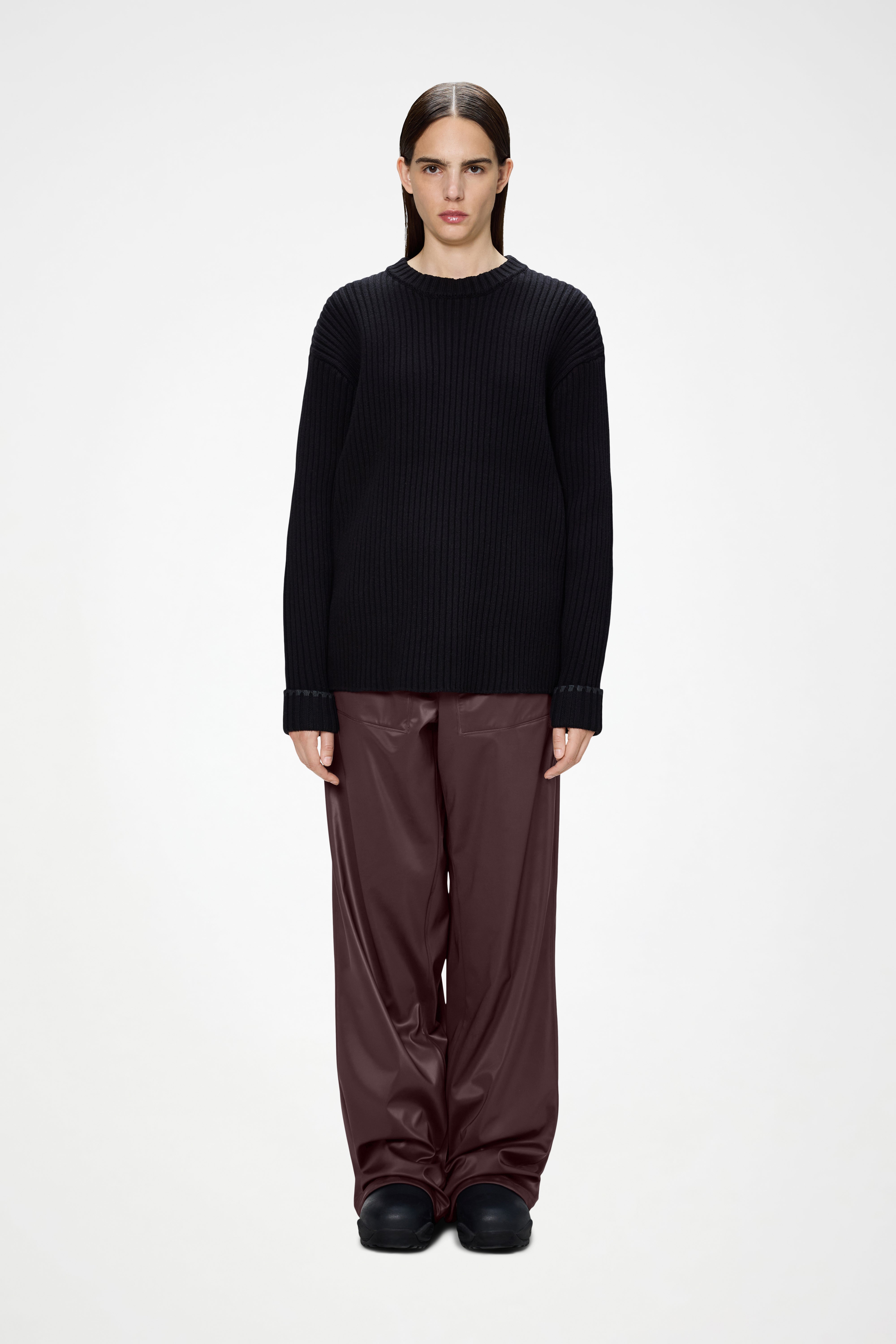 RAINS Sapa Knit Crew Neck Black Long Sleeve