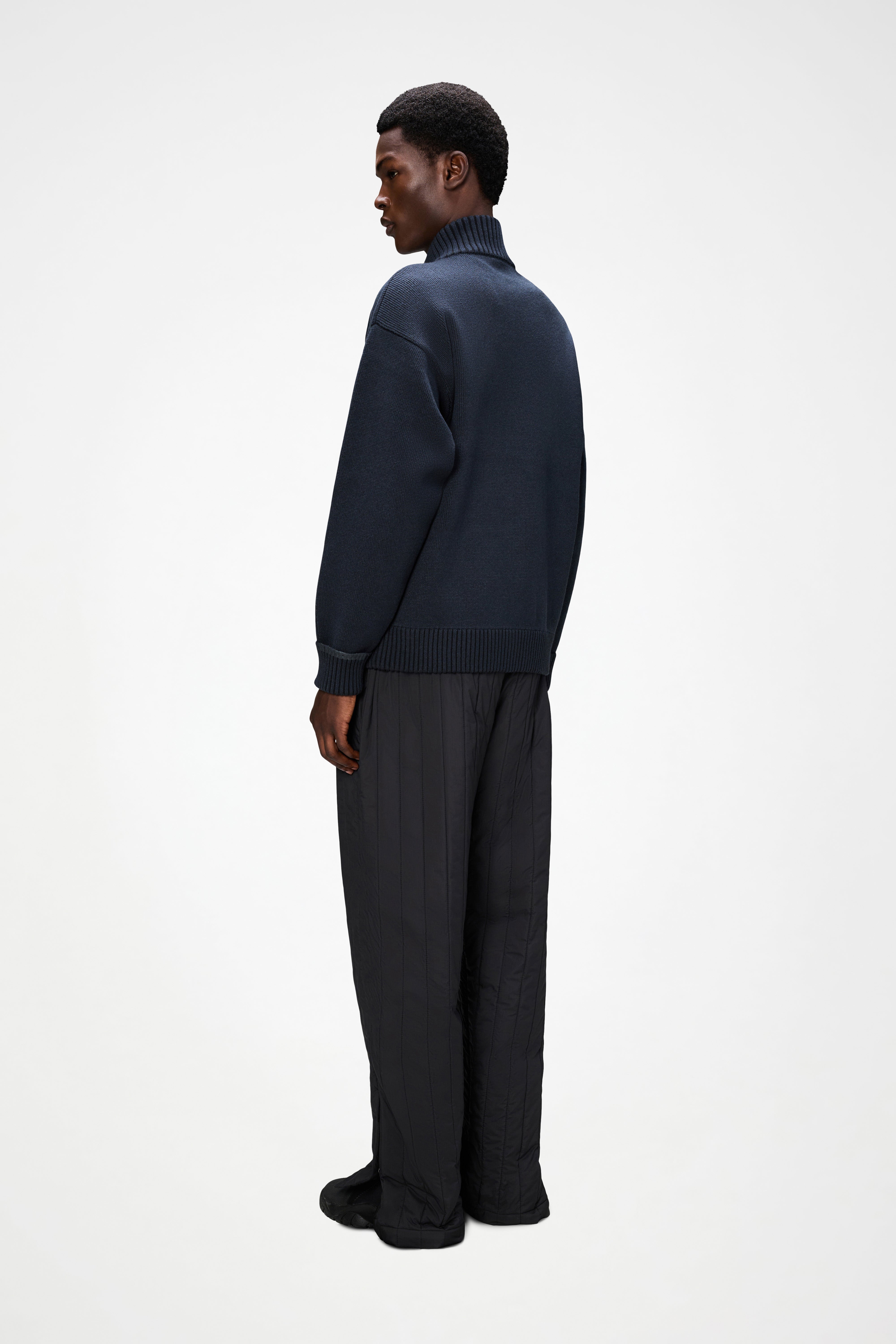 RAINS Sowa Knit Zip Cardigan Navy/Black Long Sleeve