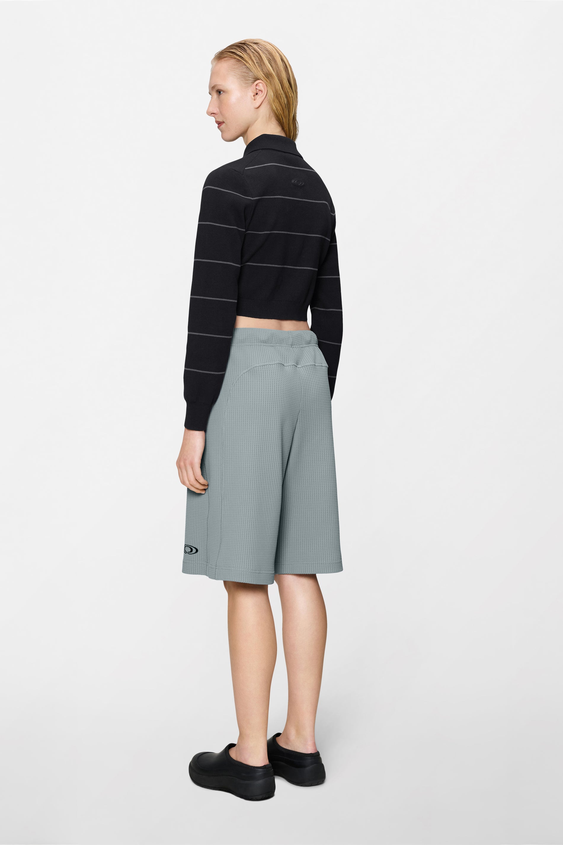 Striped Knit W Long Sleeve Polo