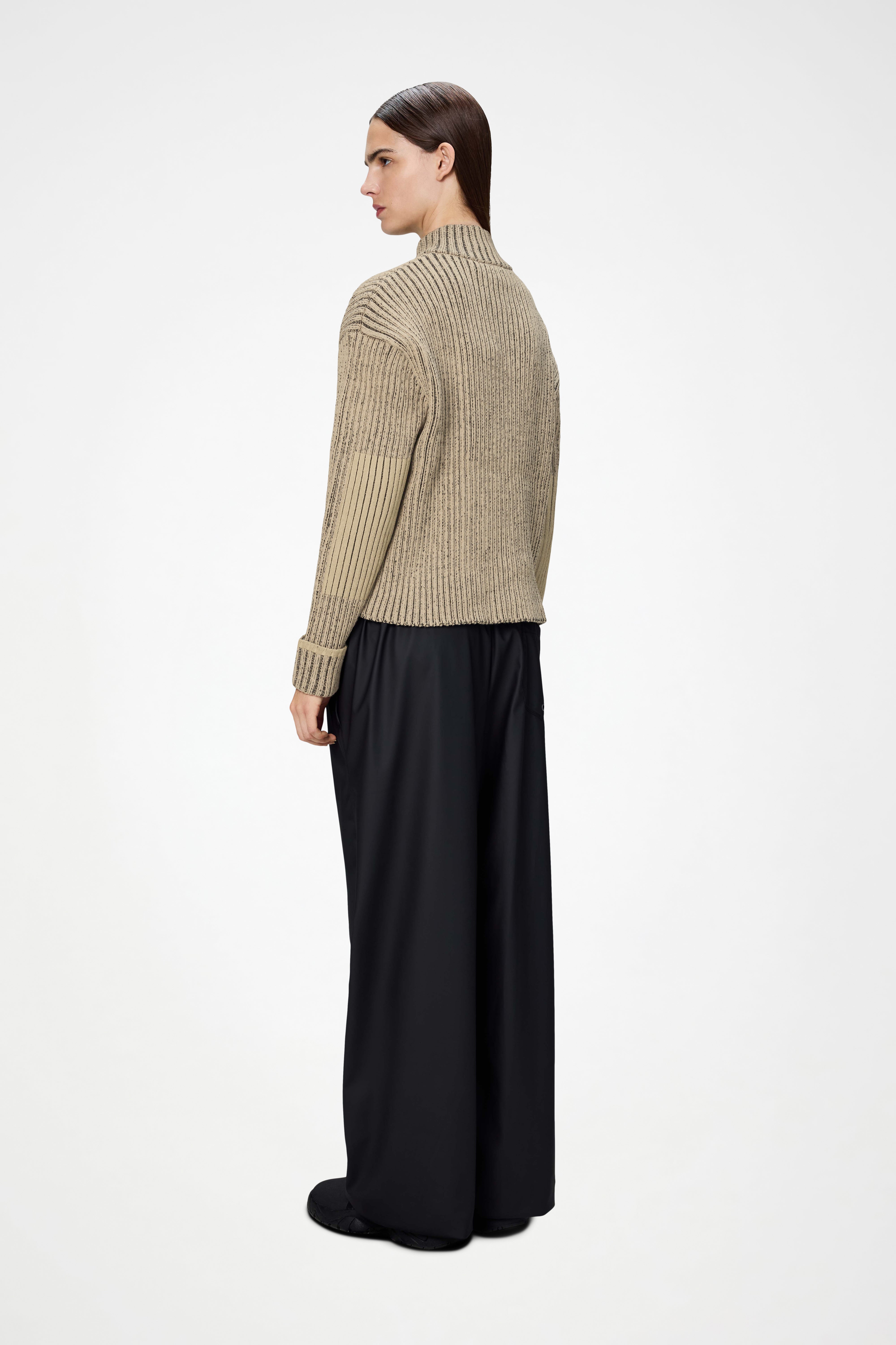 RAINS Sapa Knit W Zip Cardigan Beige/Black Long Sleeve