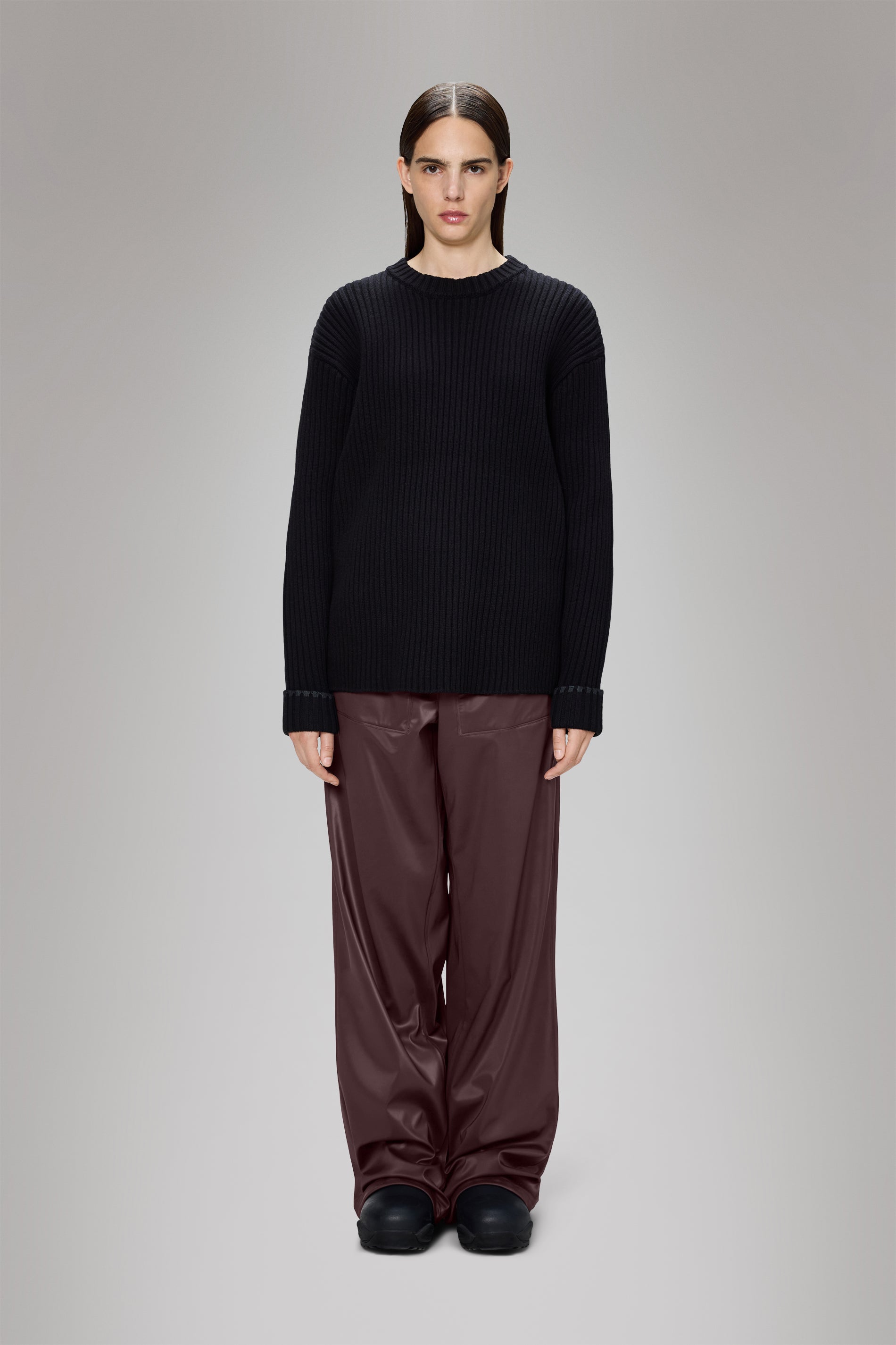 RAINS Sapa Knit Crew Neck Black Crew Neck