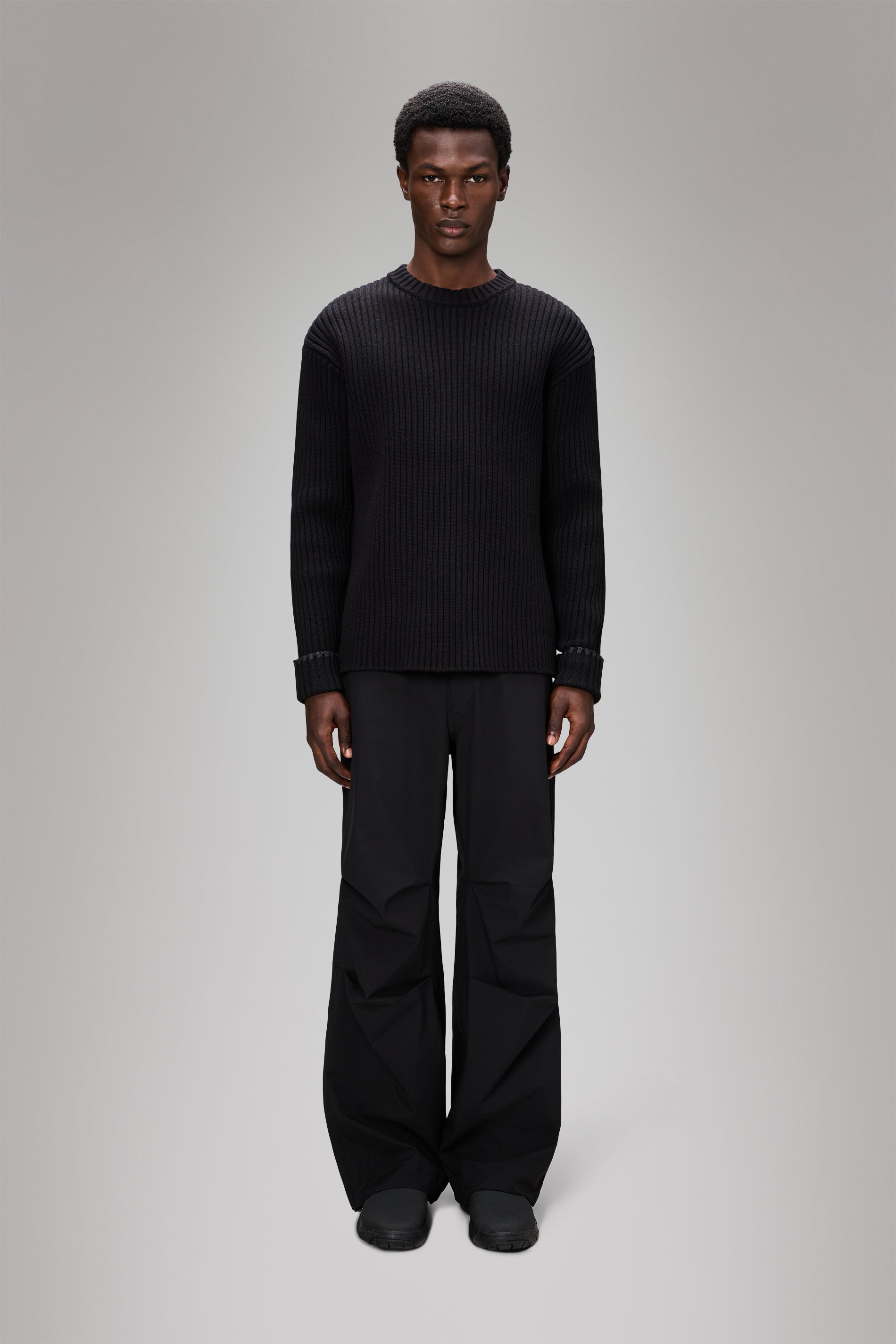 RAINS Sapa Knit Crew Neck Black Long Sleeve