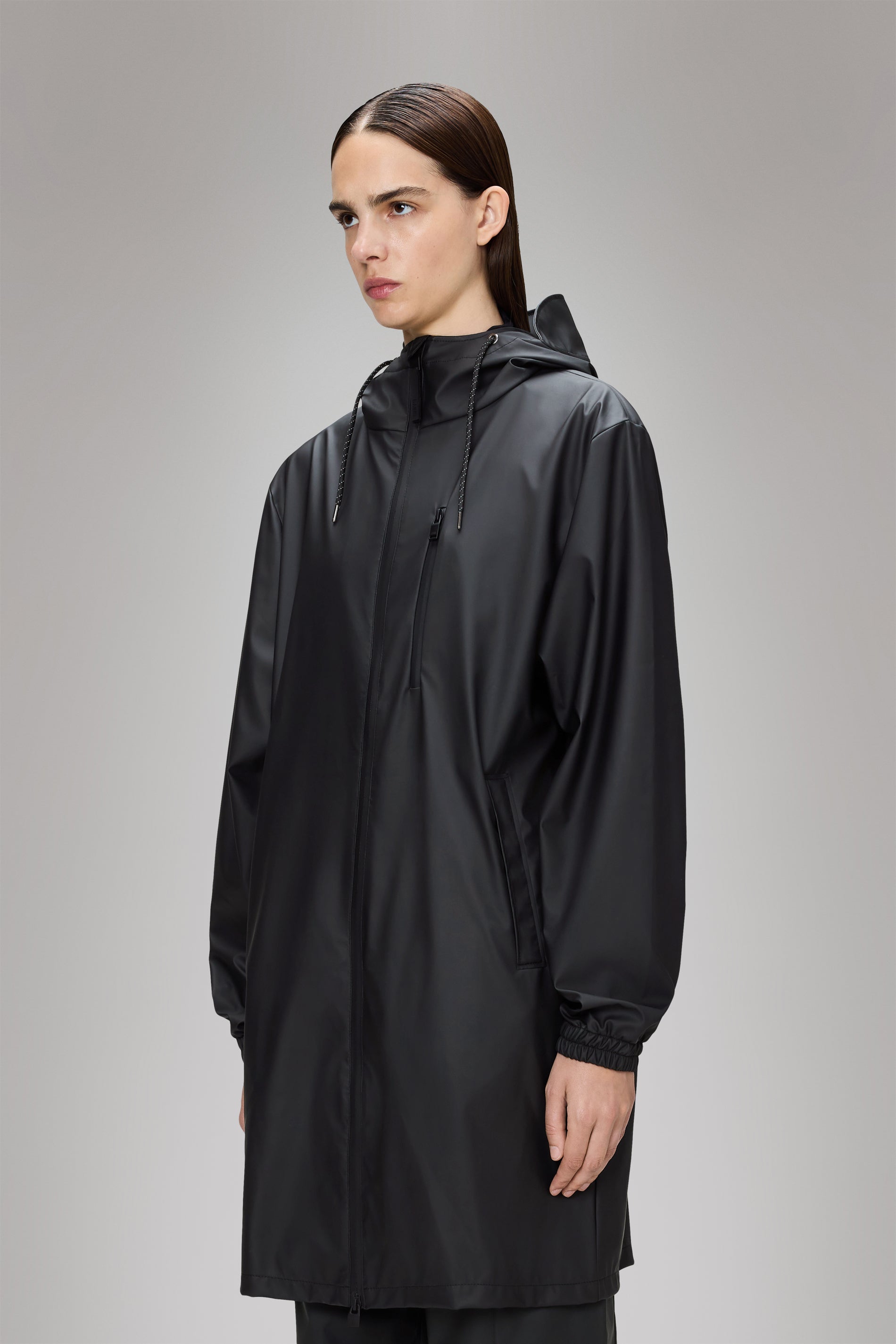 RAINS Long Storm Breaker Black Jacket