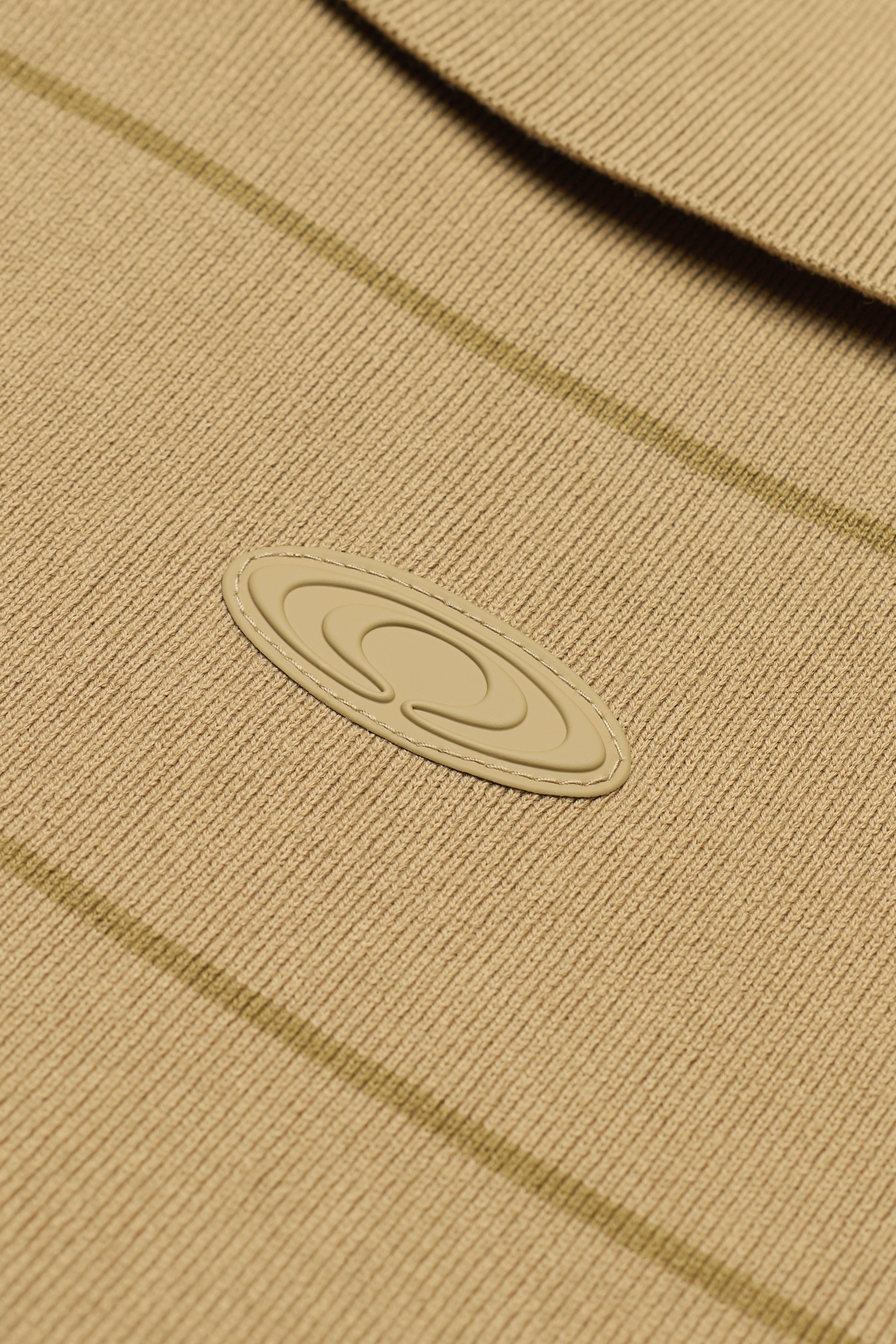 RAINS Striped Knit Polo Fawn Short Sleeve