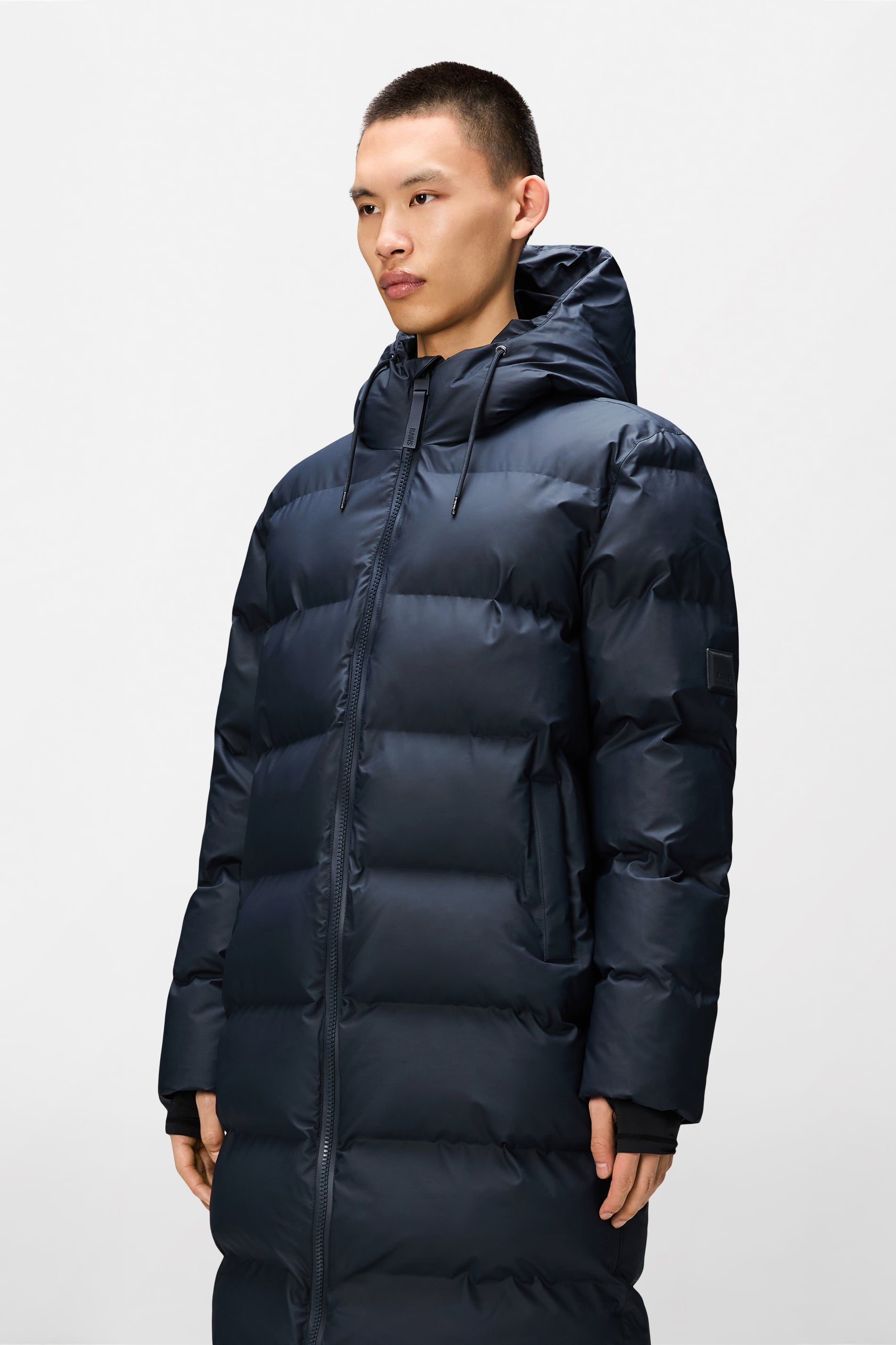 RAINS Alta Longer Puffer Jacket Navy Jacket