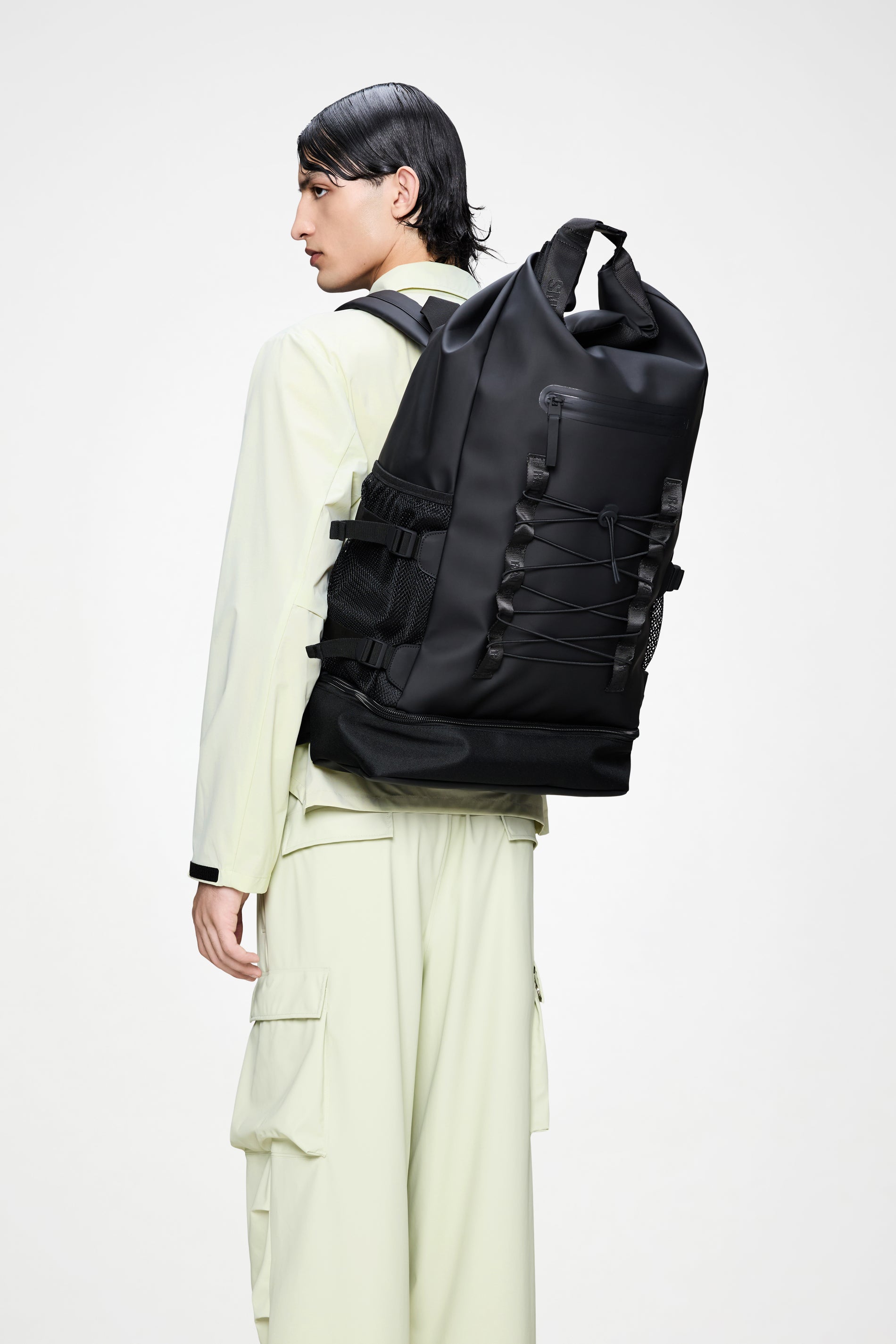 RAINS Trail Mountaineer Rolltop Large Black Backpack