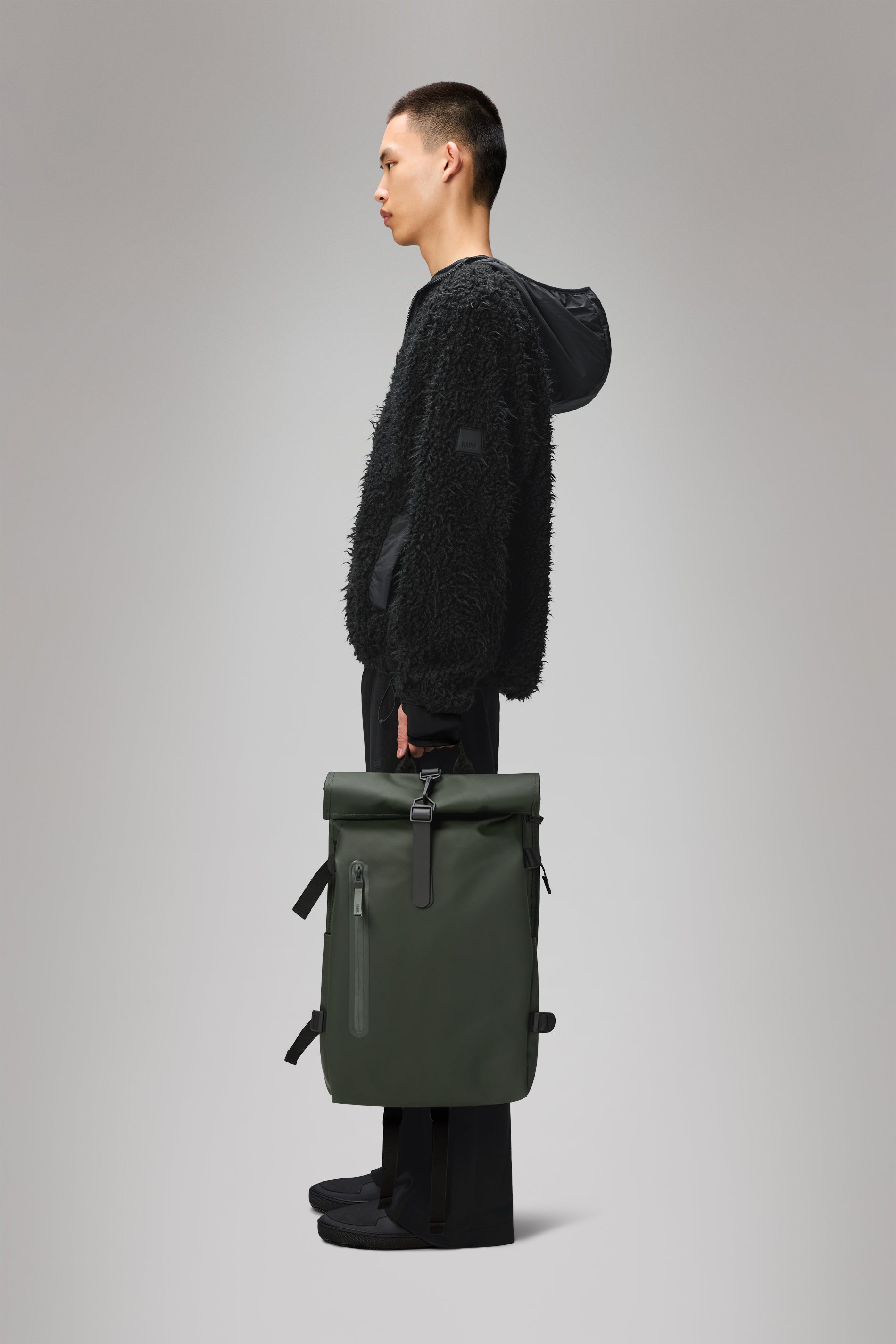 RAINS Rolltop Rucksack Large Green Backpack