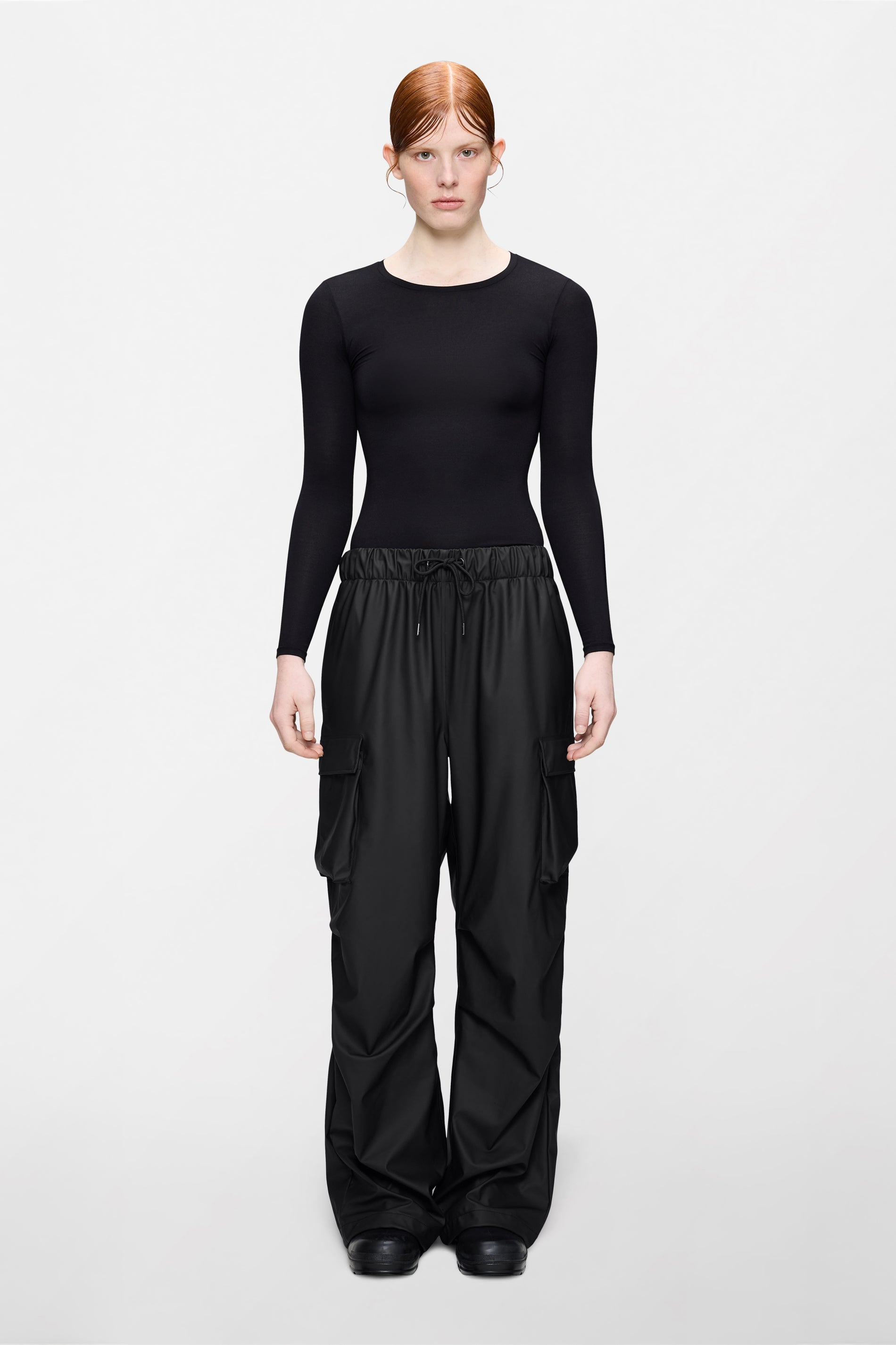 RAINS Pocket Rain Pants Wide Black Pants