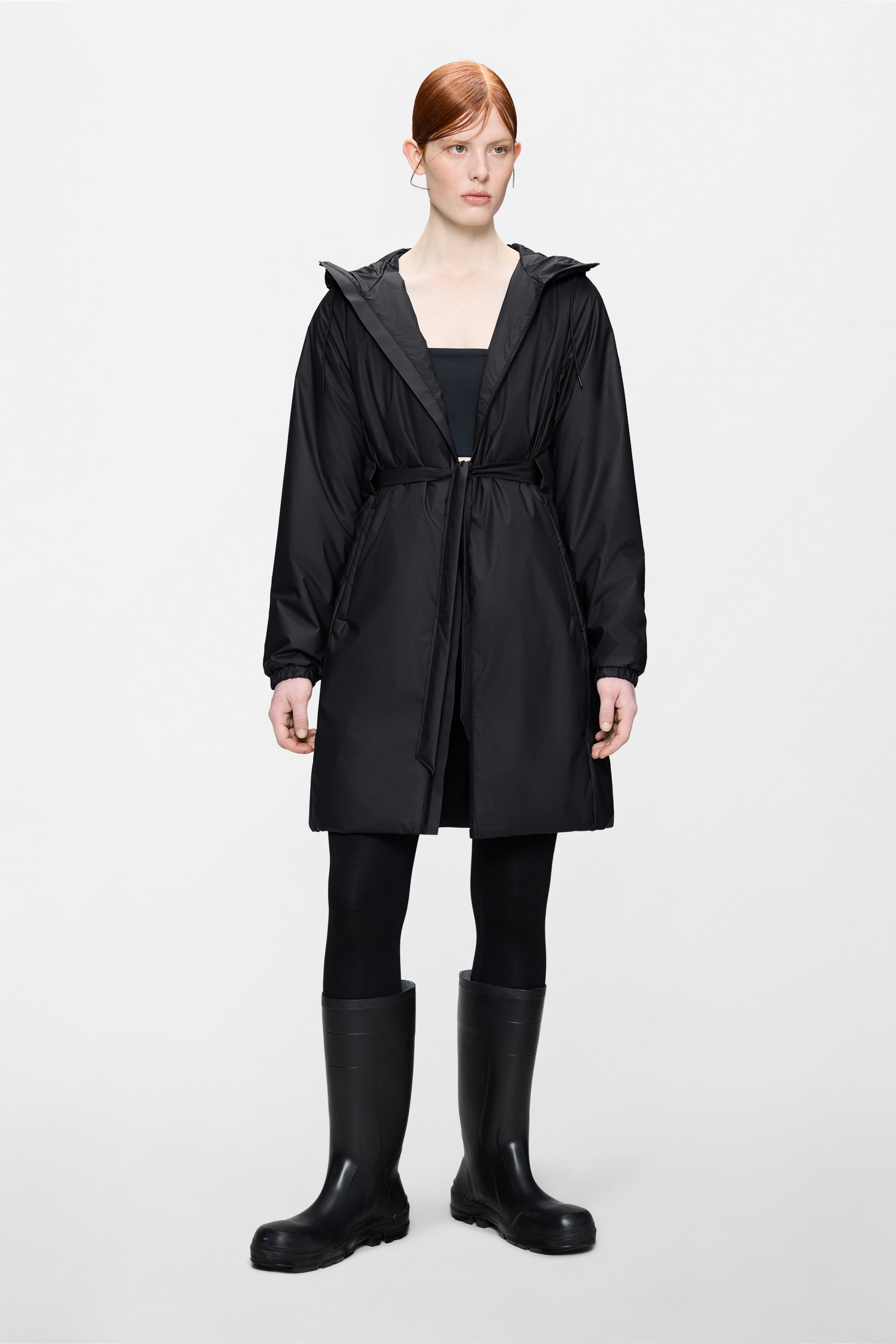 RAINS Lohja Long Insulated Curve Jacket Black Jacket