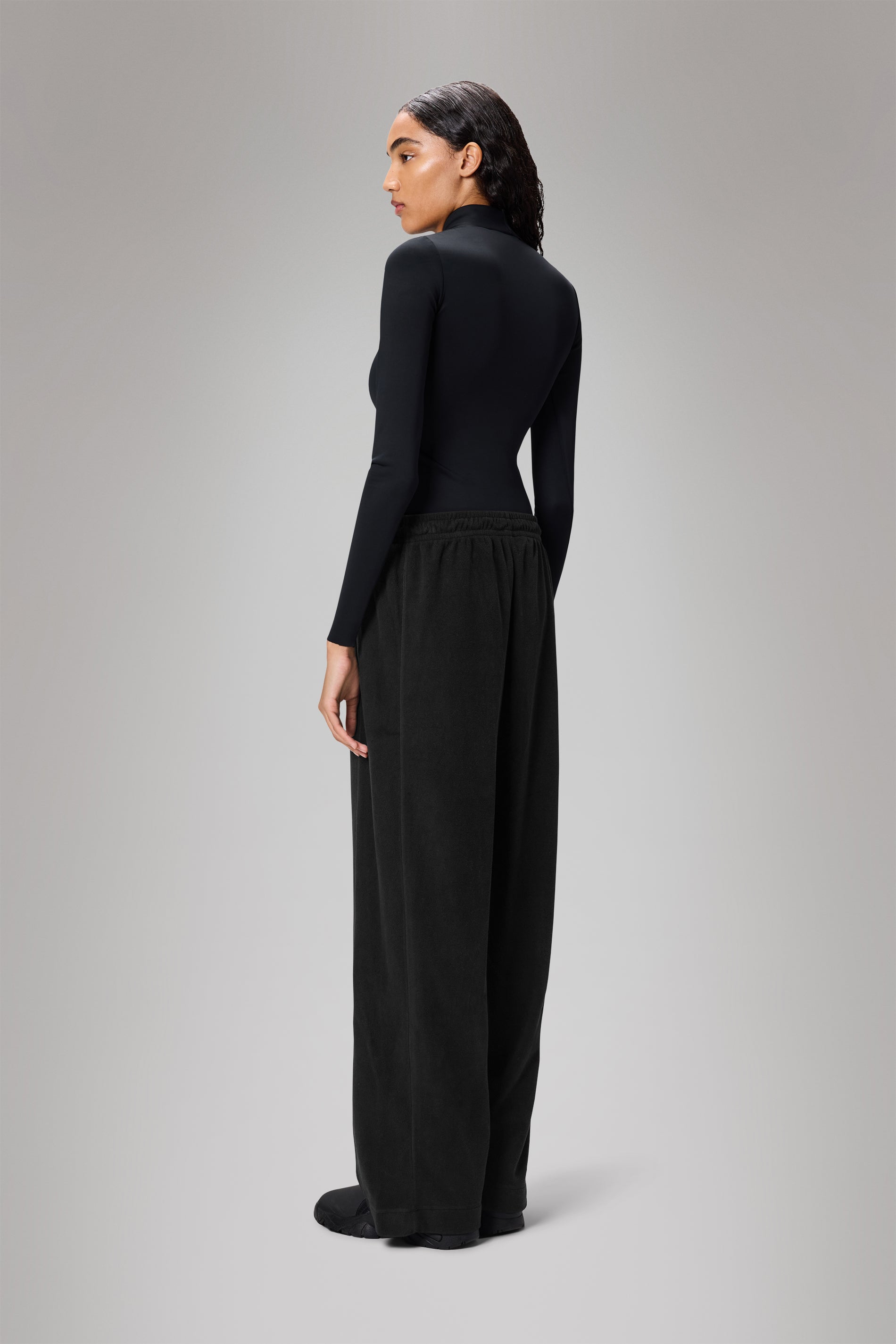 RAINS Addis Fleece Pants Wide Black Pants