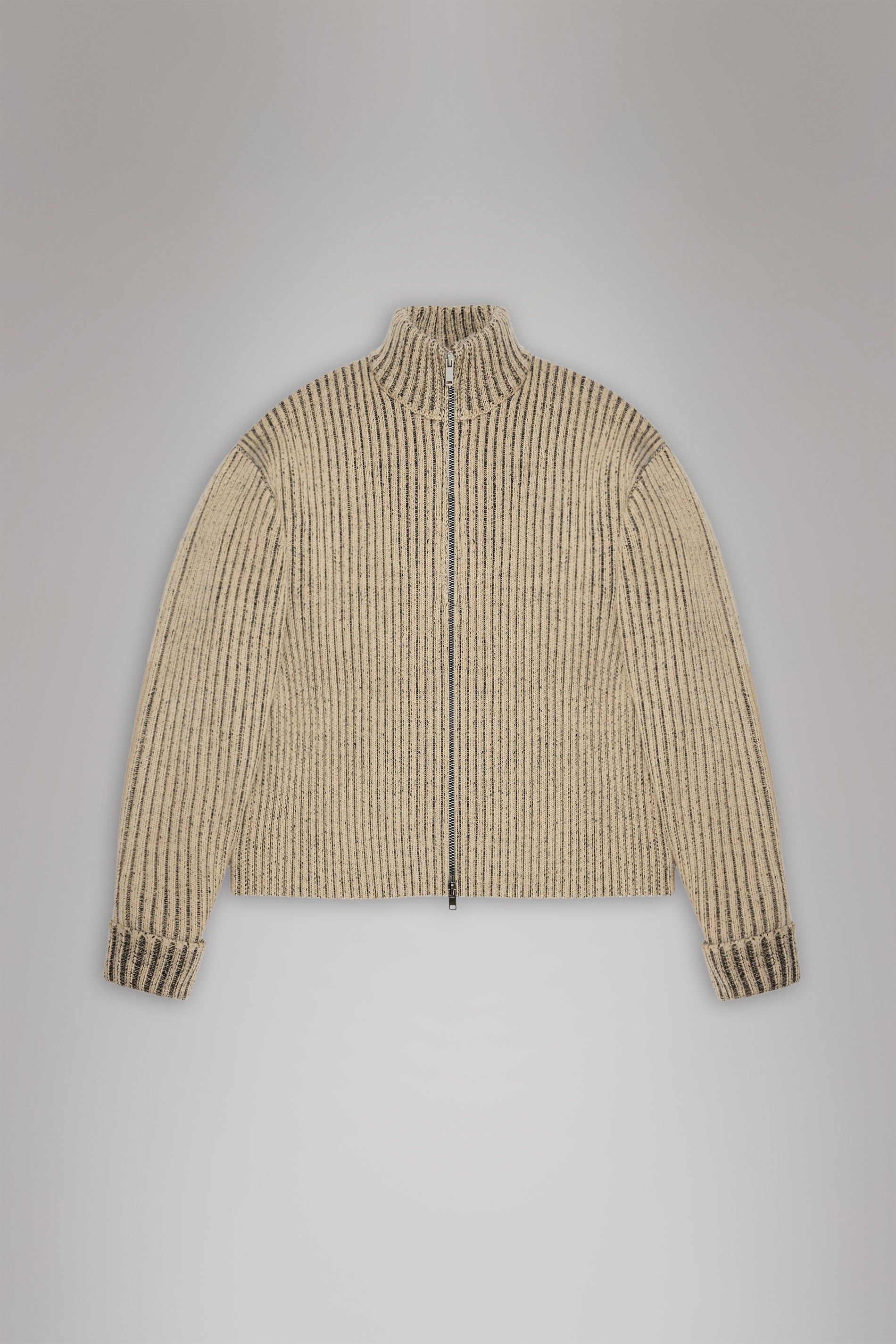 RAINS Sapa Knit W Zip Cardigan Beige/Black Long Sleeve