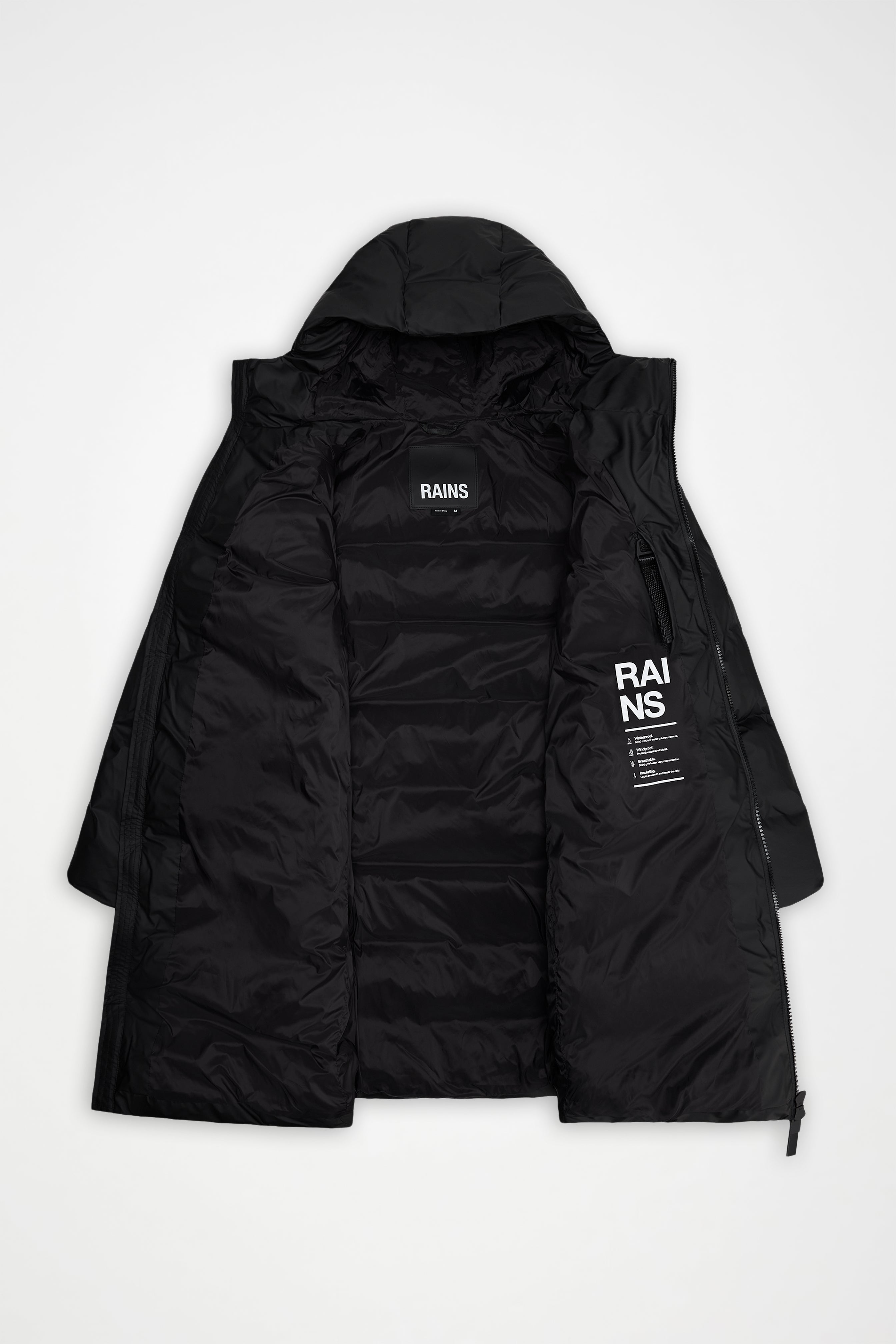 RAINS Alta Longer Puffer Jacket Coal Jacket