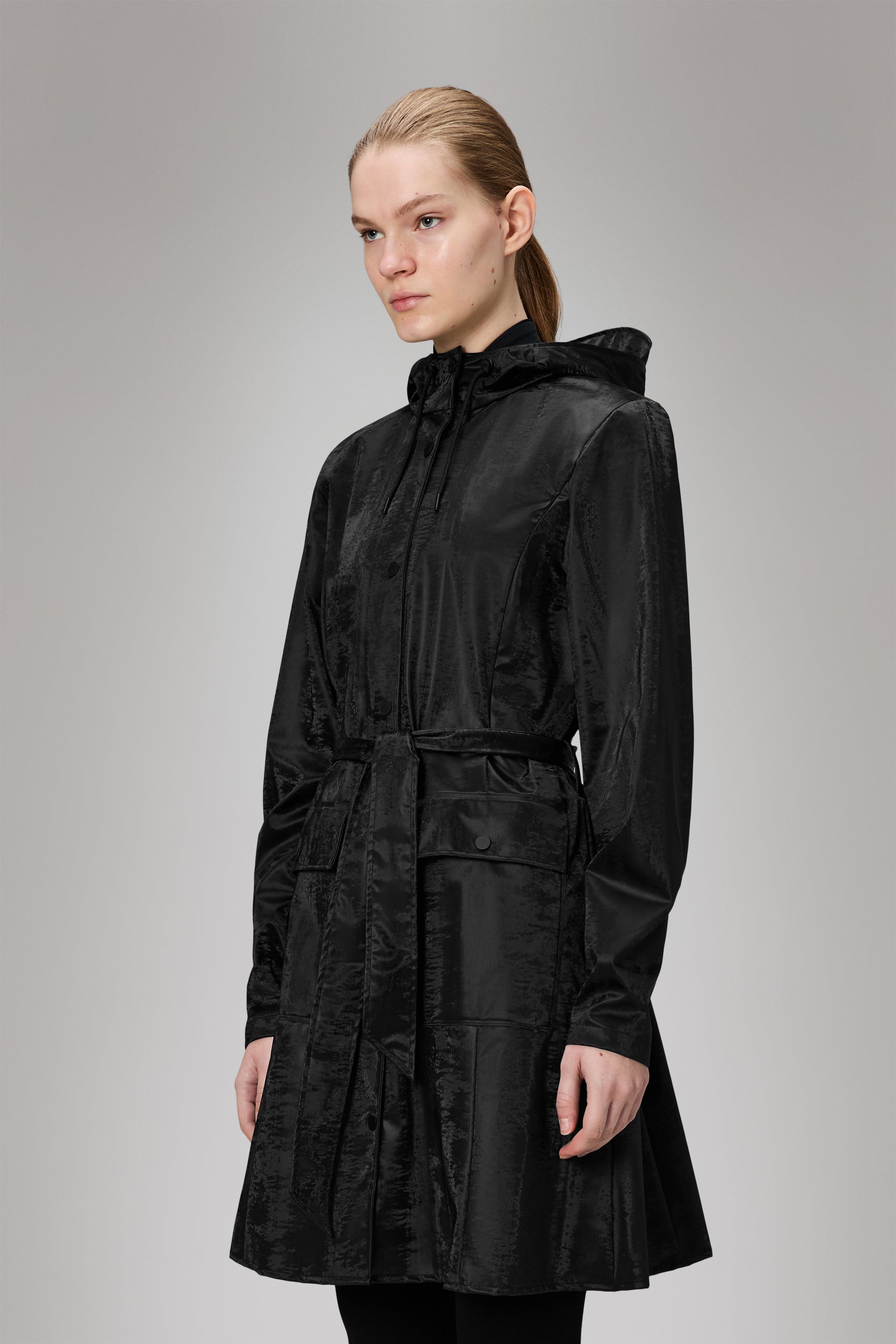 Rains Curve Long Jacket
 Coal Jacket