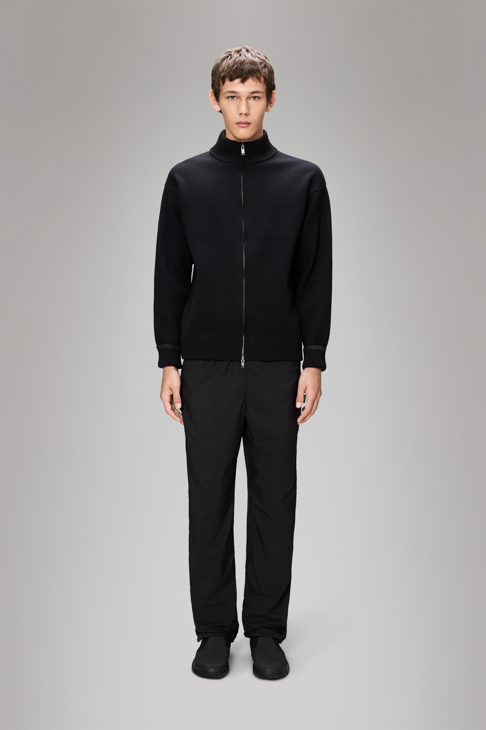 RAINS Sowa Knit Zip Cardigan Black Cardigan