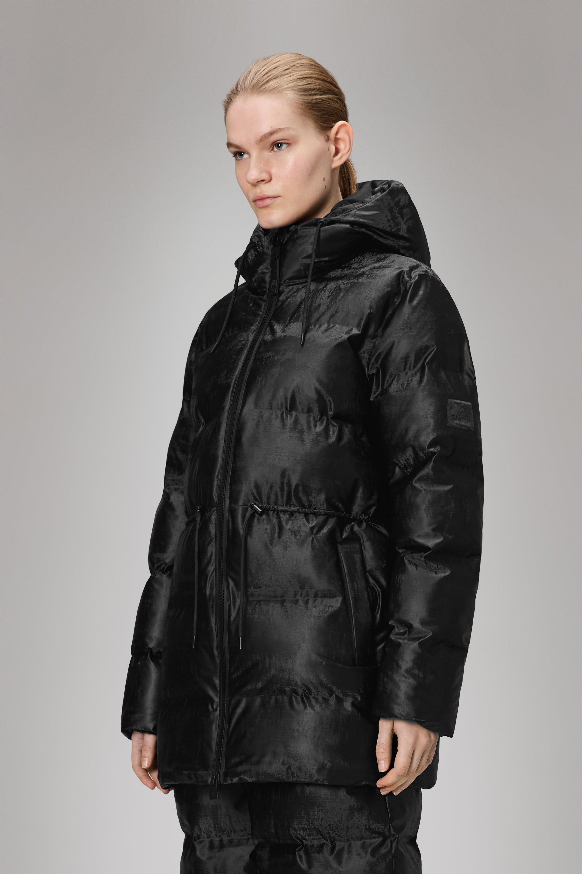 Rains Alta Long Puffer String W Jacket Coal Jacket
