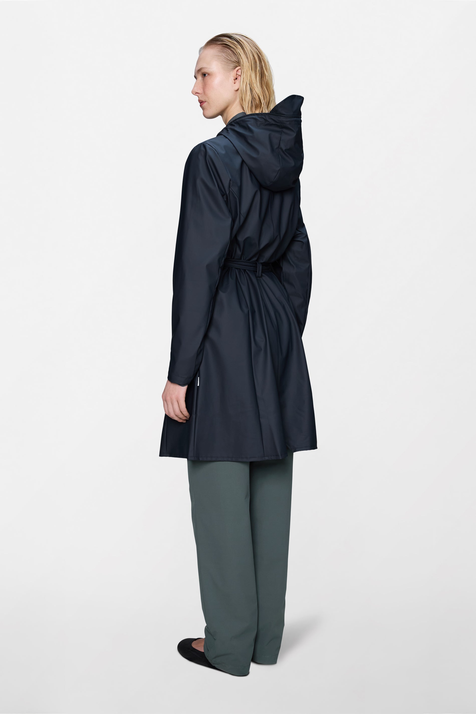 RAINS Curve Long Jacket
 Navy Jacket