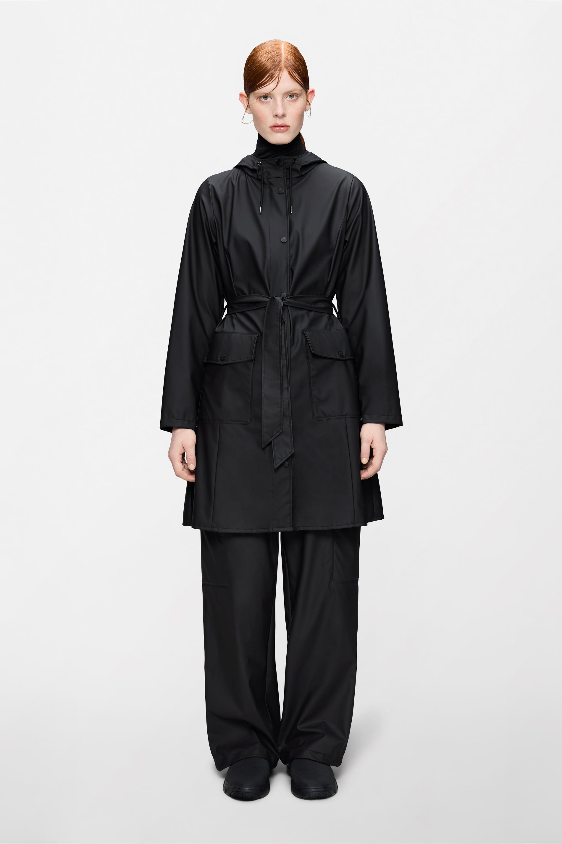 RAINS Curve Long Jacket
 Black Jacket