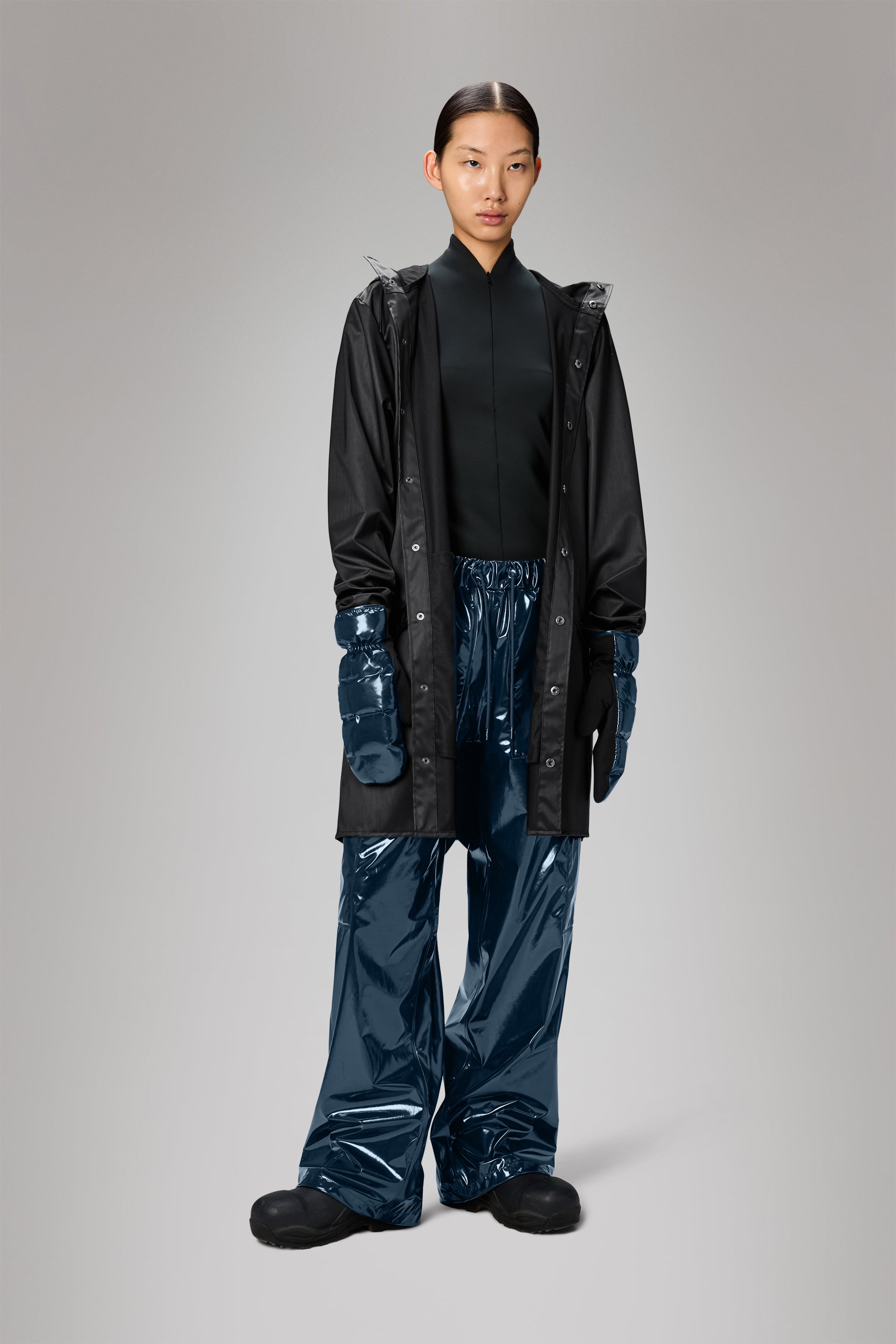 RAINS Long Jacket Black Grain Jacket