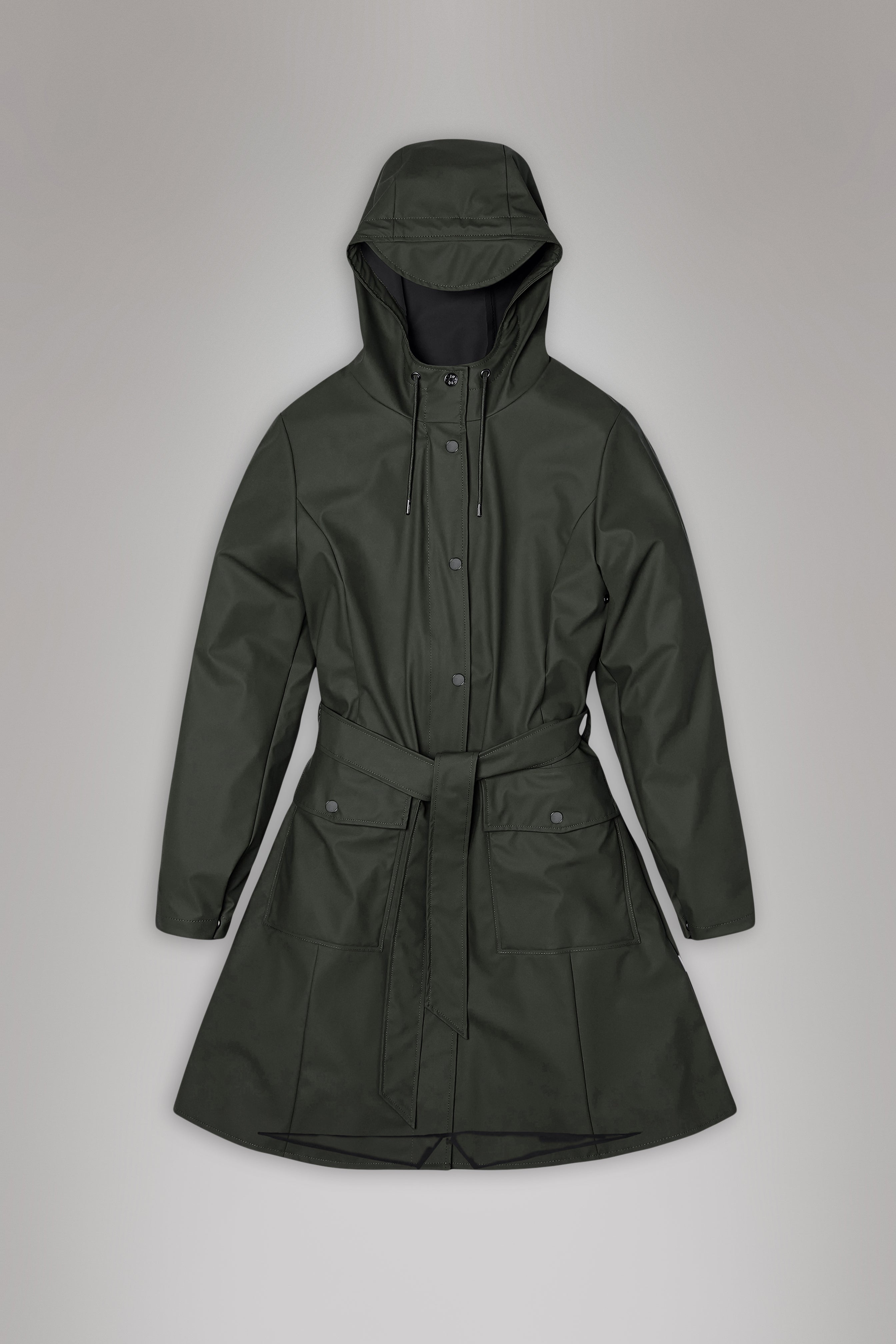 Rains Curve Long Jacket
 Green Jacket