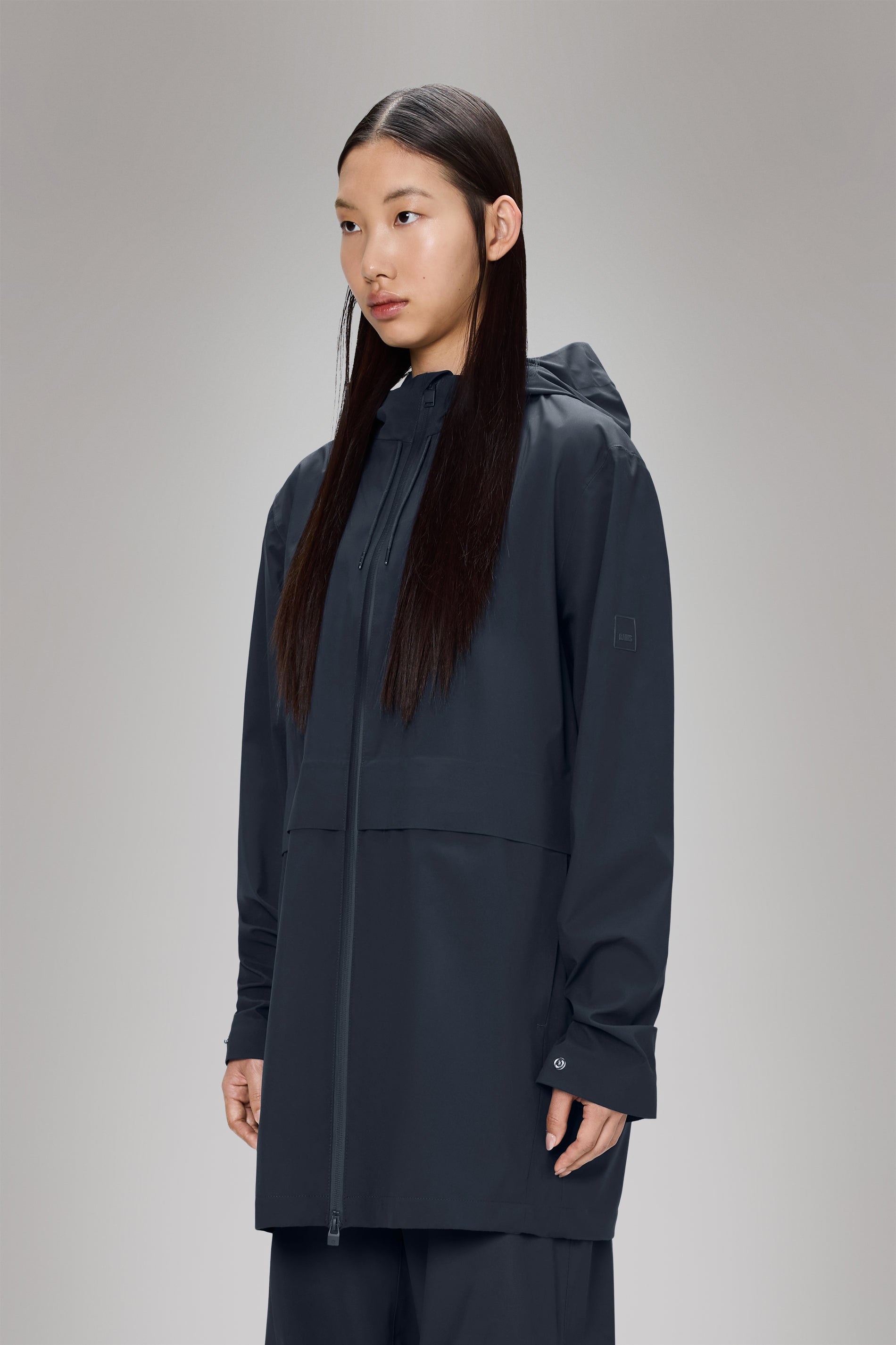 Rains Suva Hardshell Long Jacket Navy Jacket