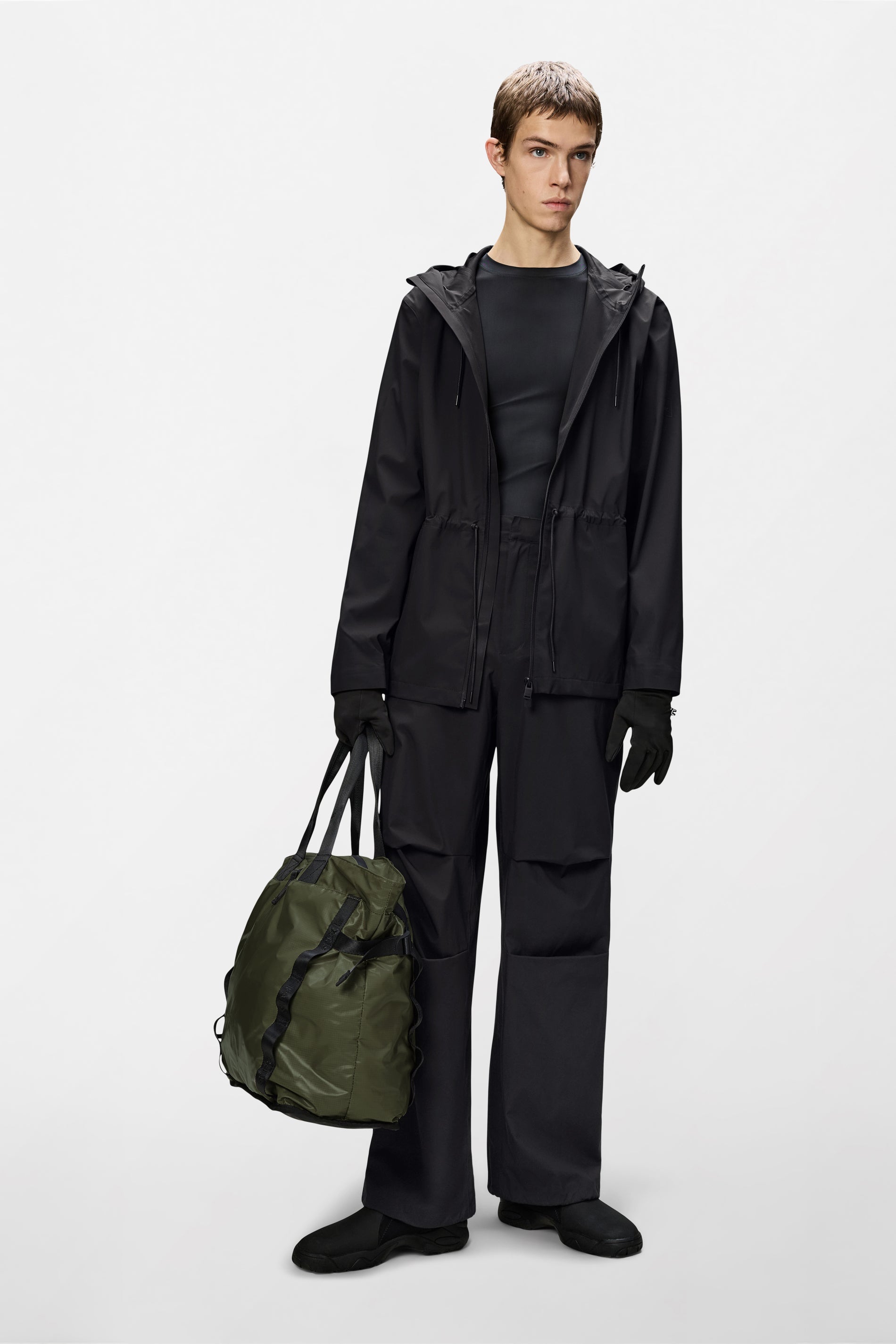 RAINS Suva Hardshell Pants Wide Black Pants