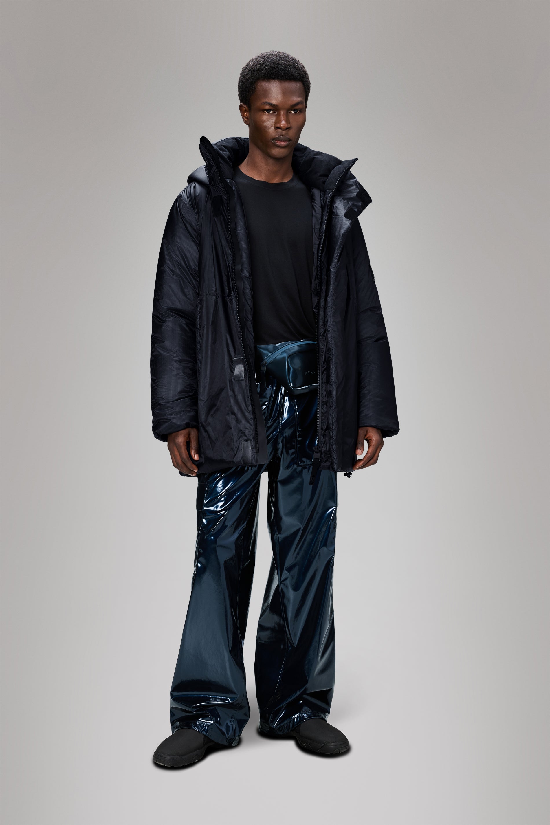 RAINS Torna Insulated Long Jacket Navy Jacket