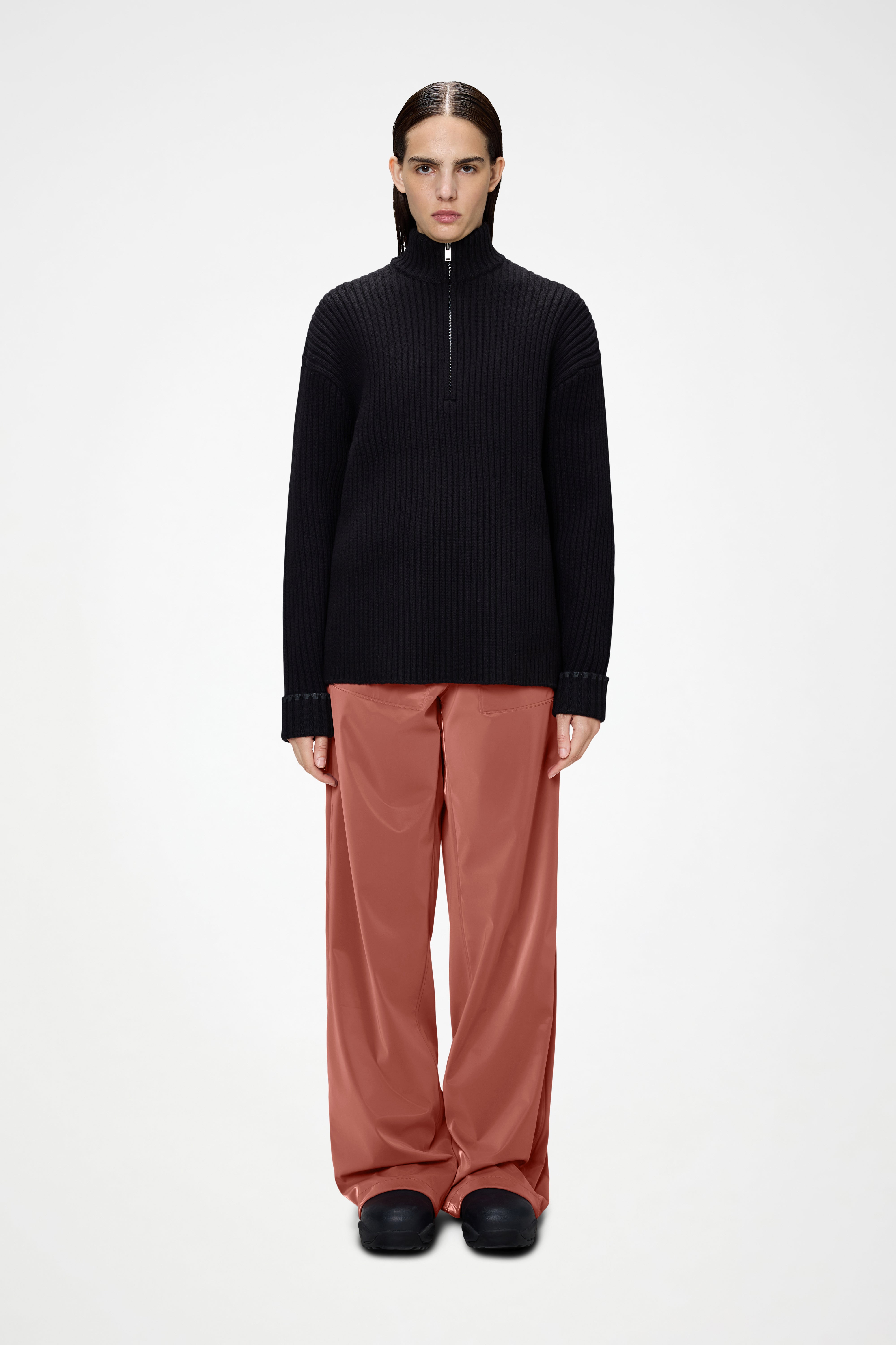 RAINS Sapa Half Zip Knit Black Long Sleeve