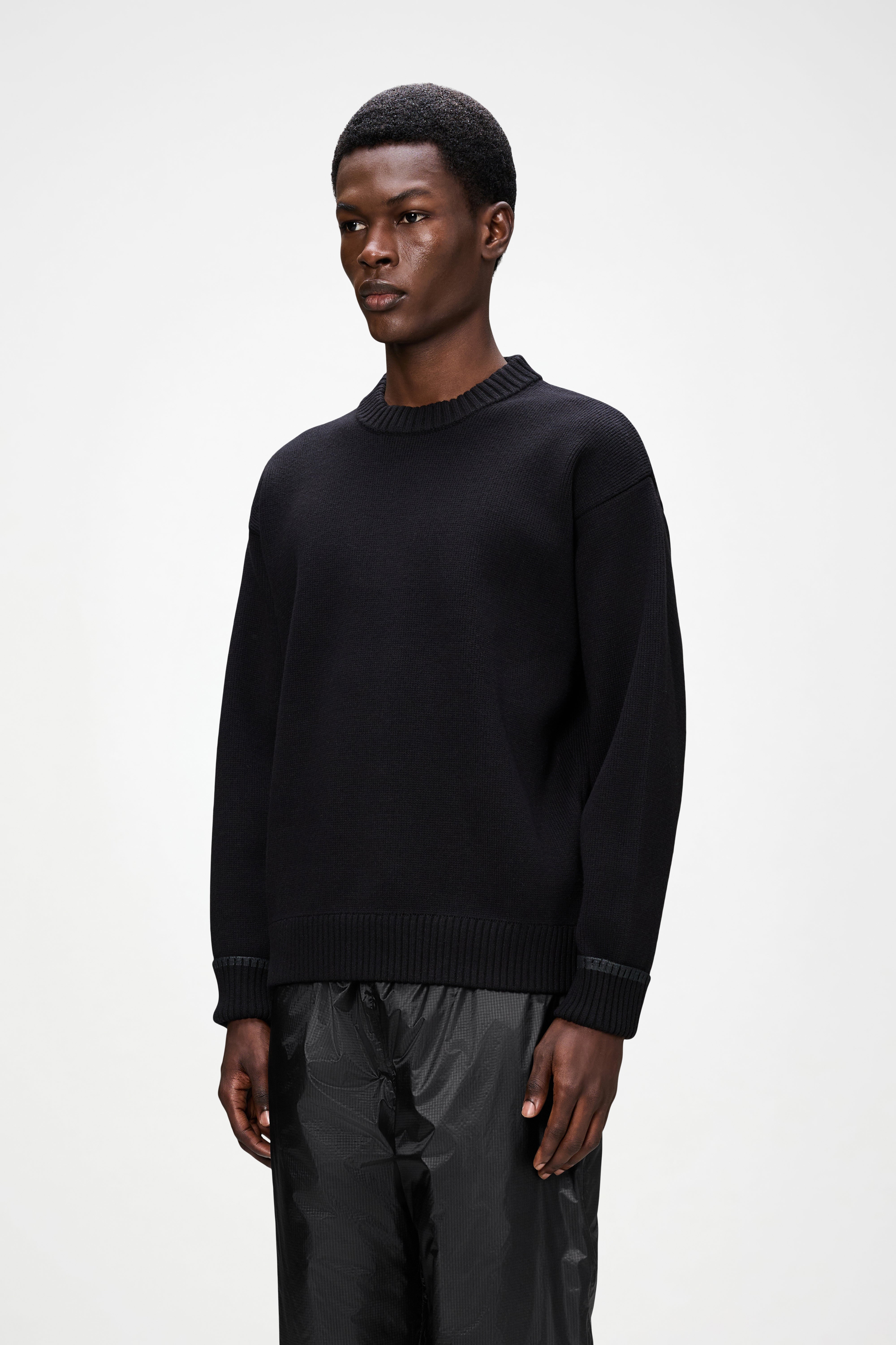 RAINS Sowa Knit Crew Neck Black Long Sleeve