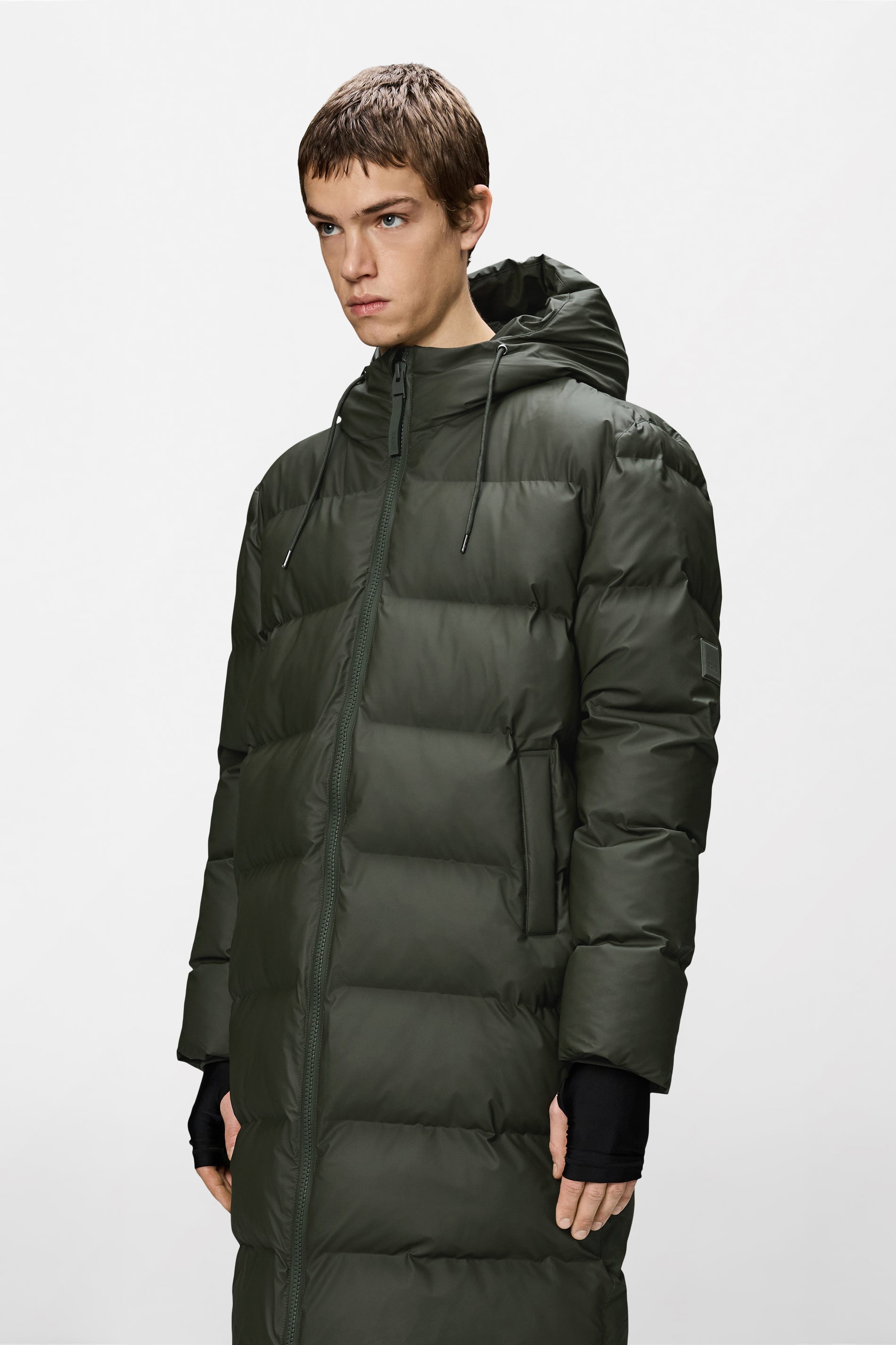 RAINS Alta Longer Puffer Jacket Green Jacket