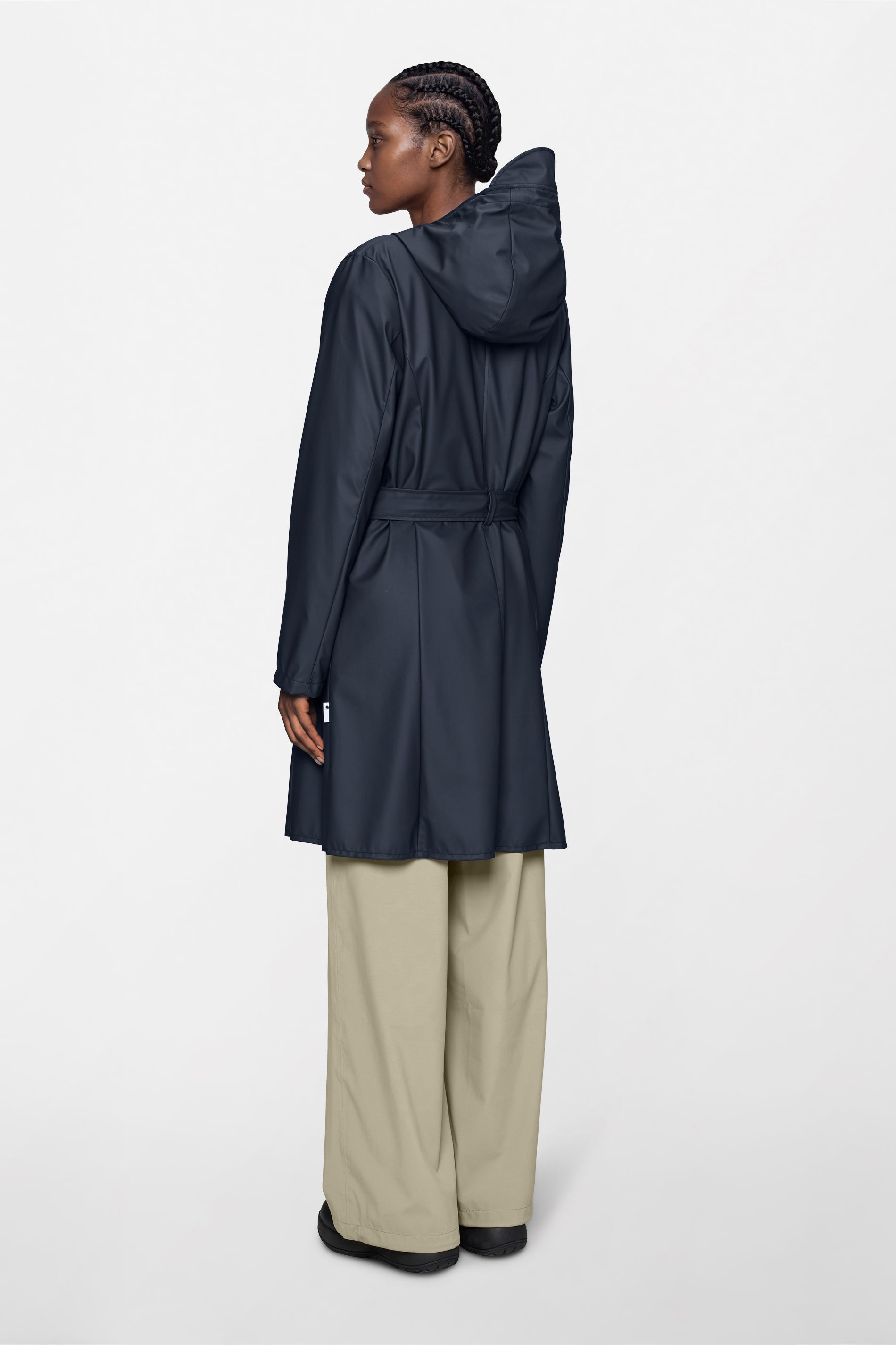 RAINS Curve Long Jacket
 Navy Jacket