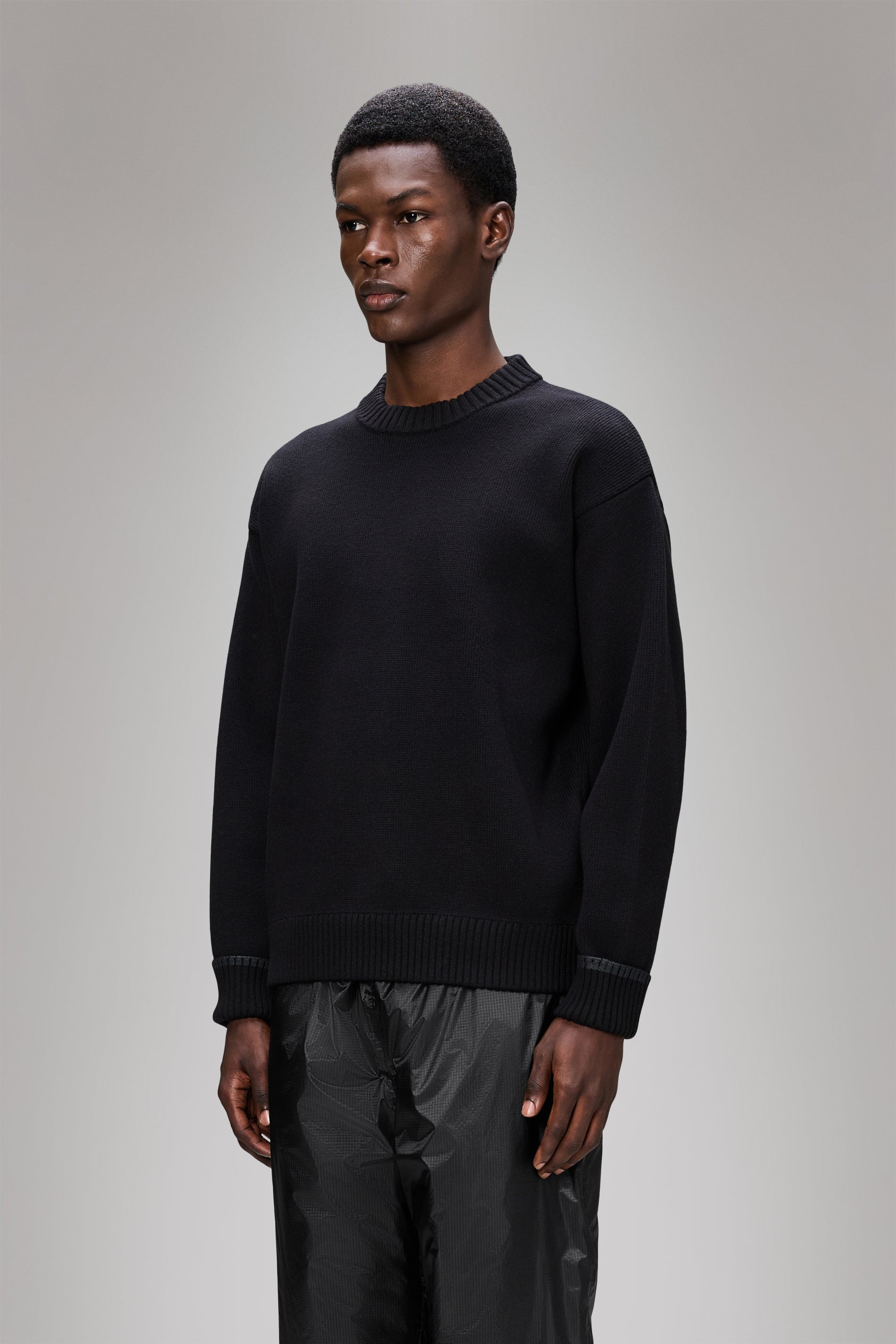RAINS Sapa Knit Crew Neck Black Crew Neck